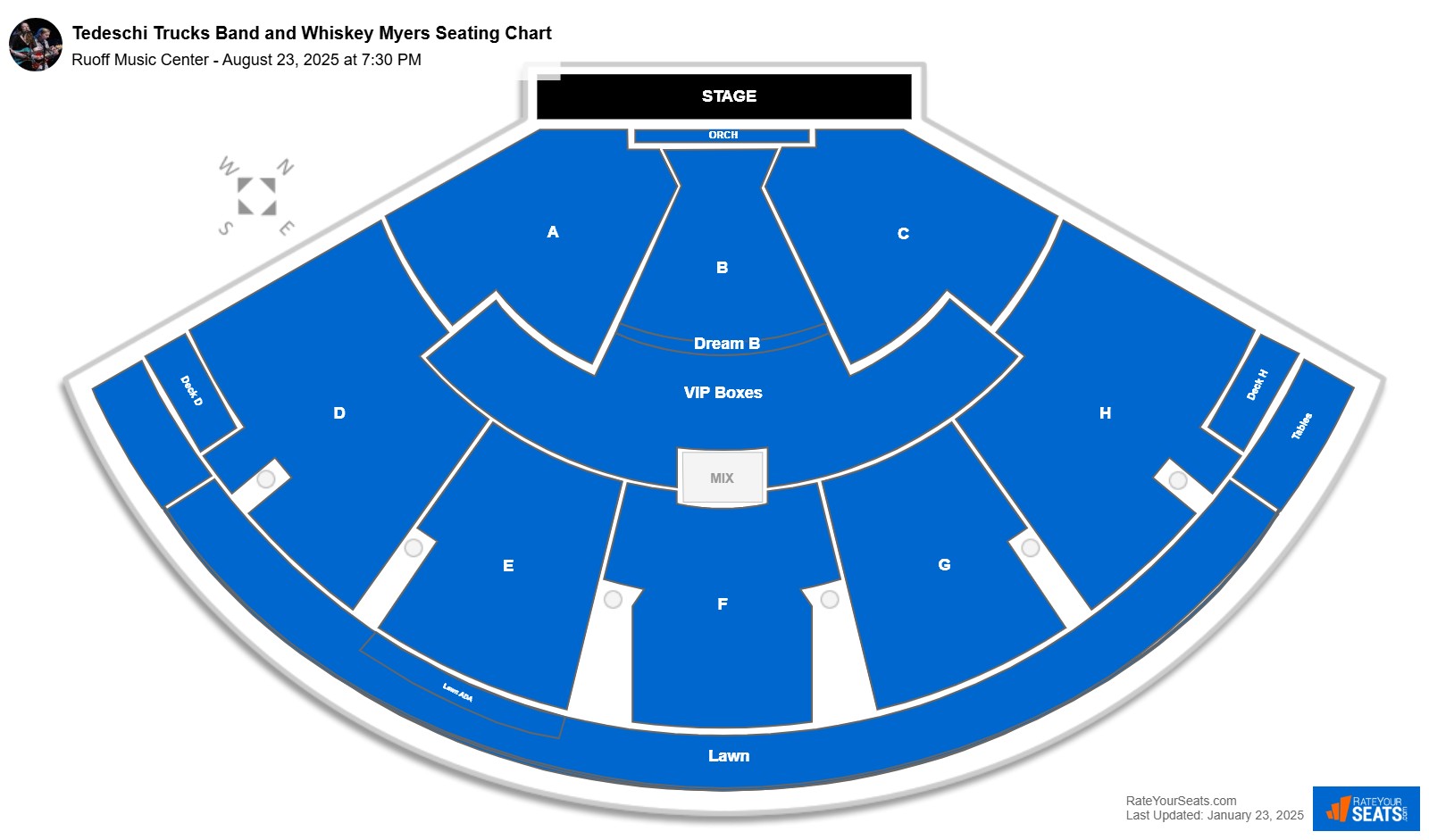 Tedeschi Trucks Band and Whiskey Myers seating chart Ruoff Music Center