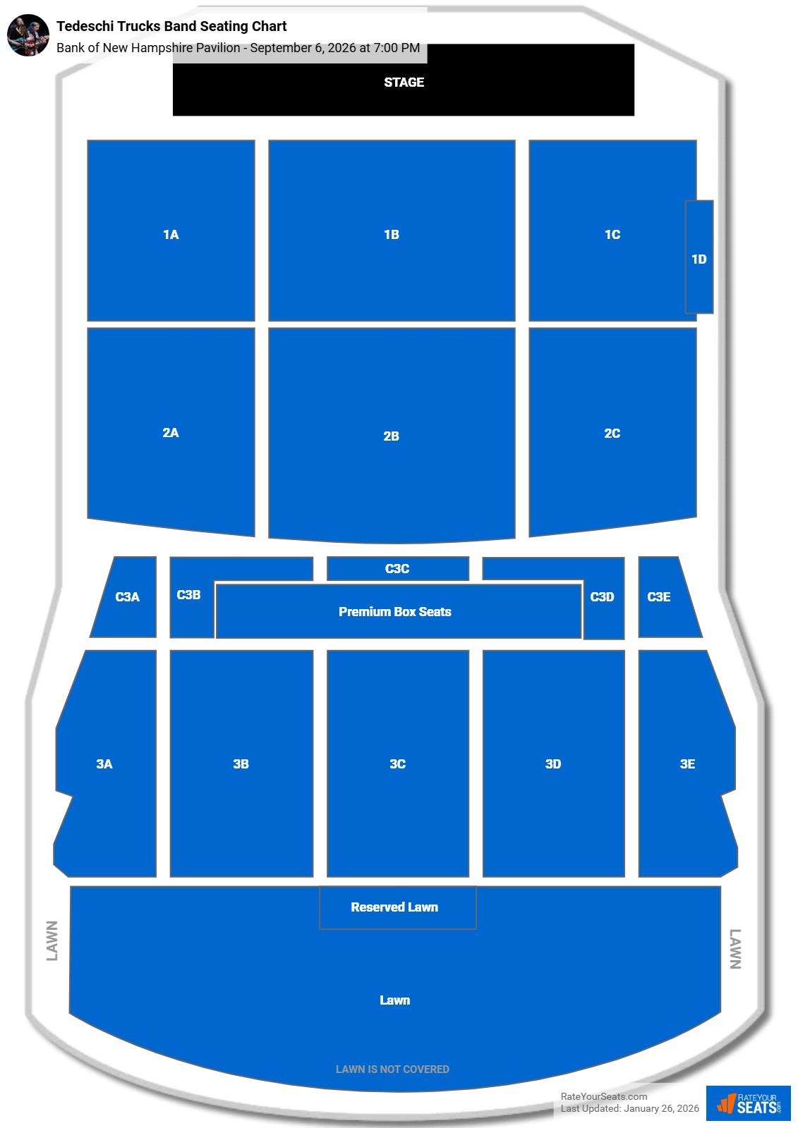 Tedeschi Trucks Band seating chart Bank of New Hampshire Pavilion