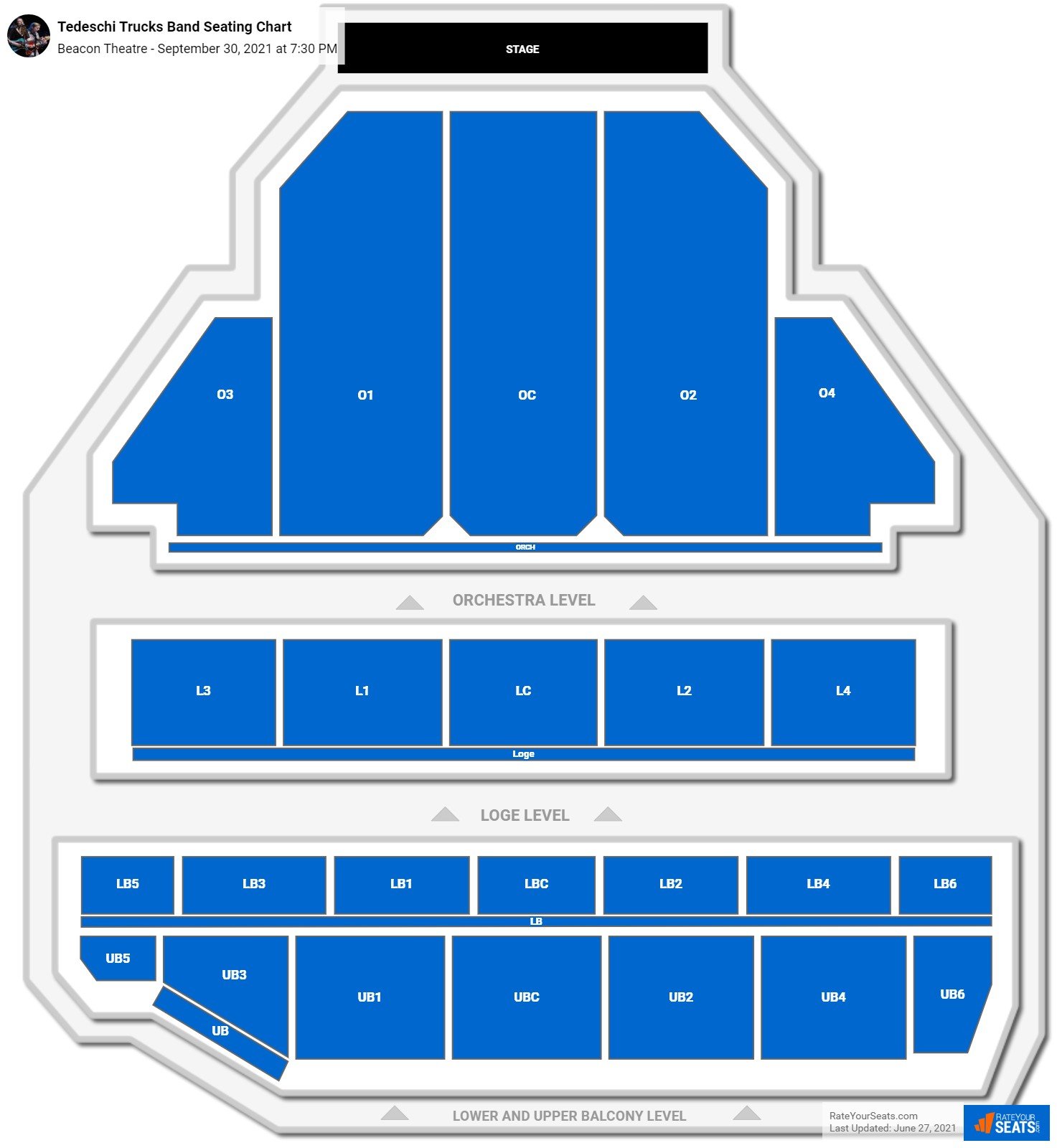Tedeschi Trucks Band seating chart Beacon Theatre