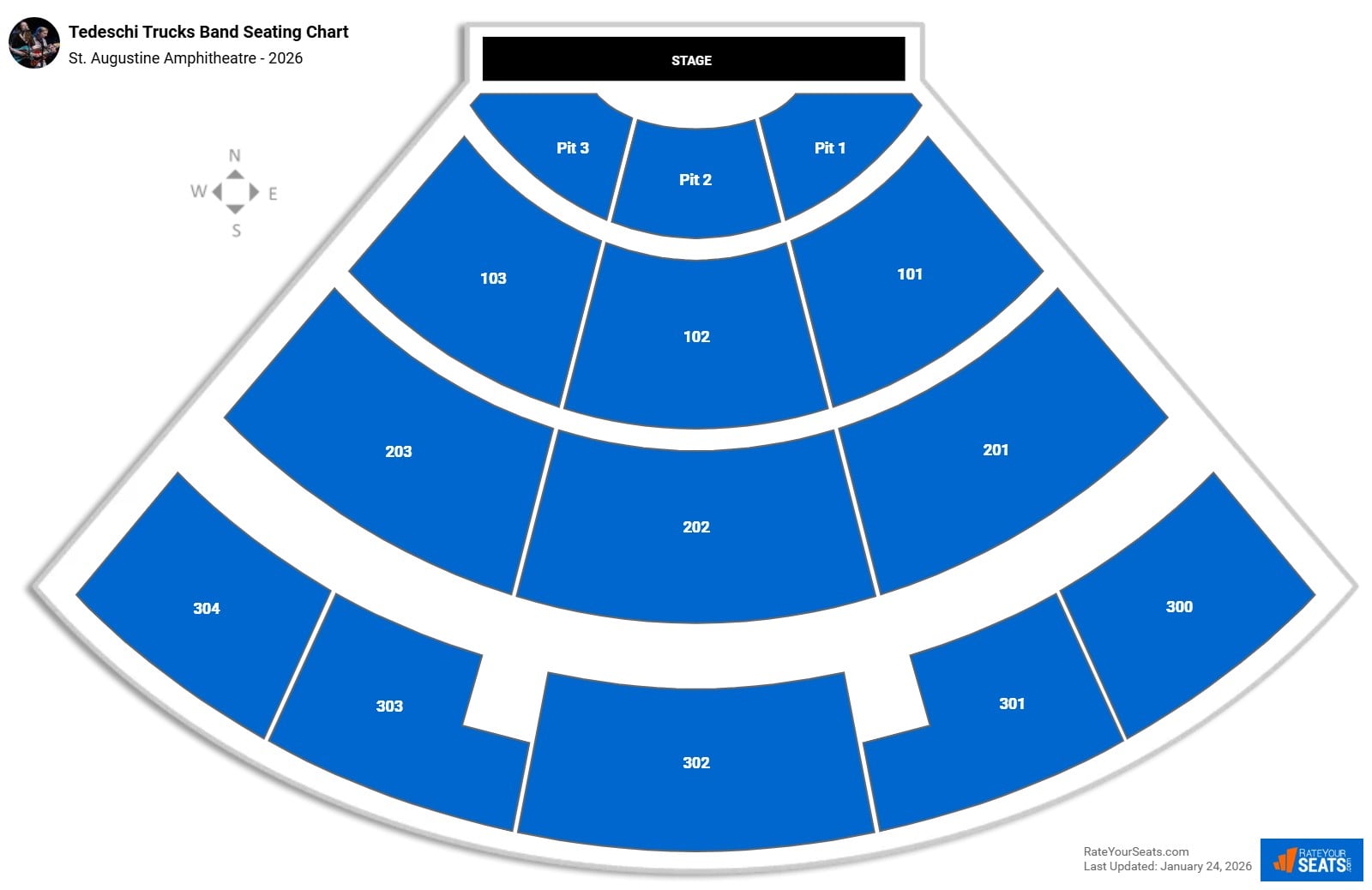 Tedeschi Trucks Band seating chart St. Augustine Amphitheatre