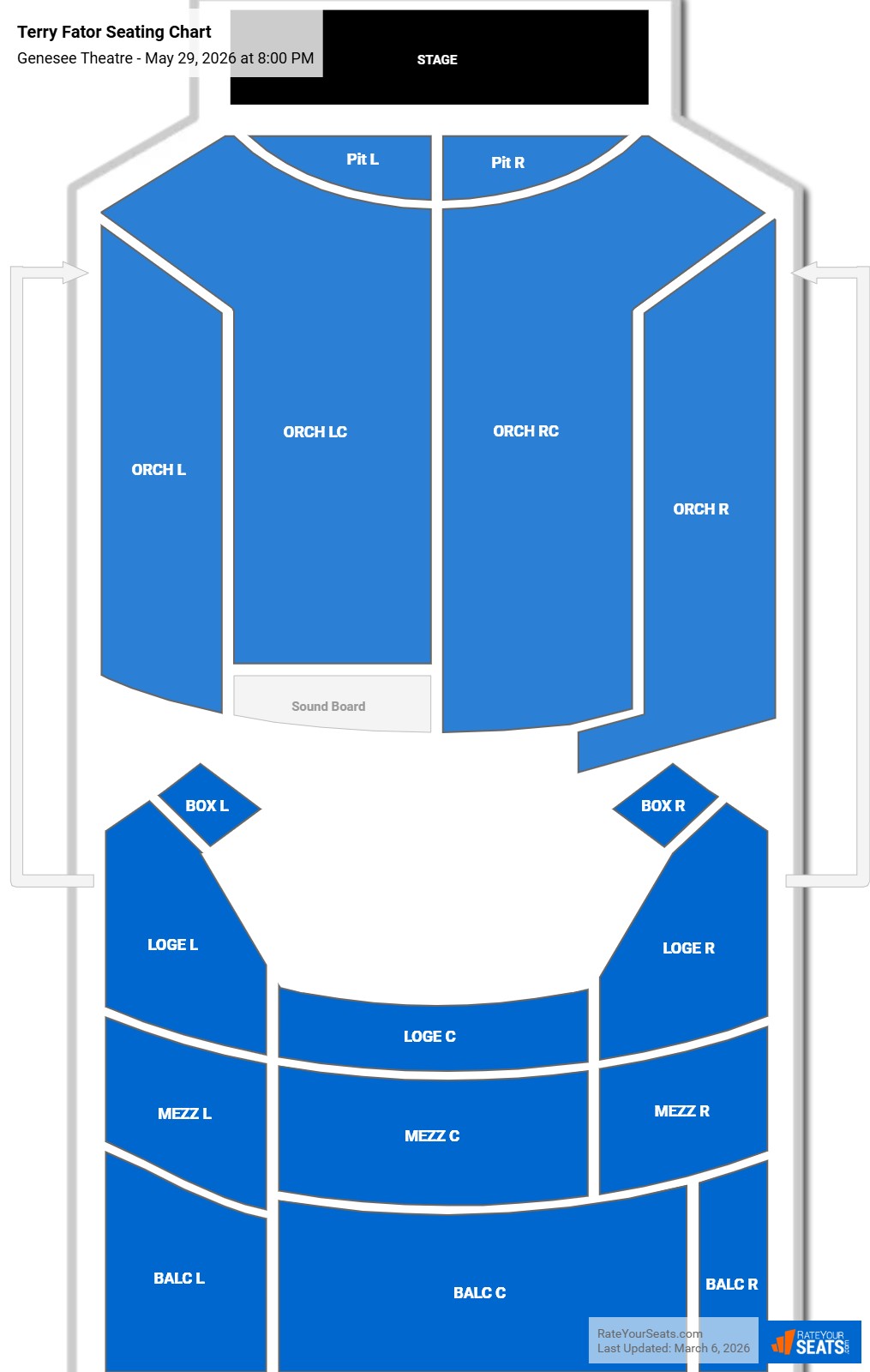 Terry Fator seating chart Genesee Theatre