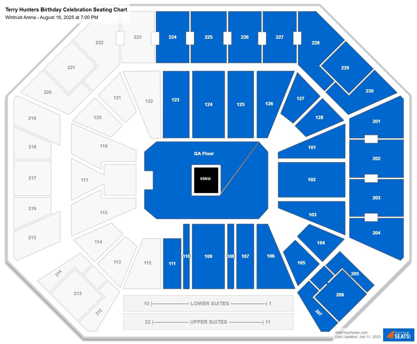 Terry Hunters Birthday Celebration seating chart Wintrust Arena