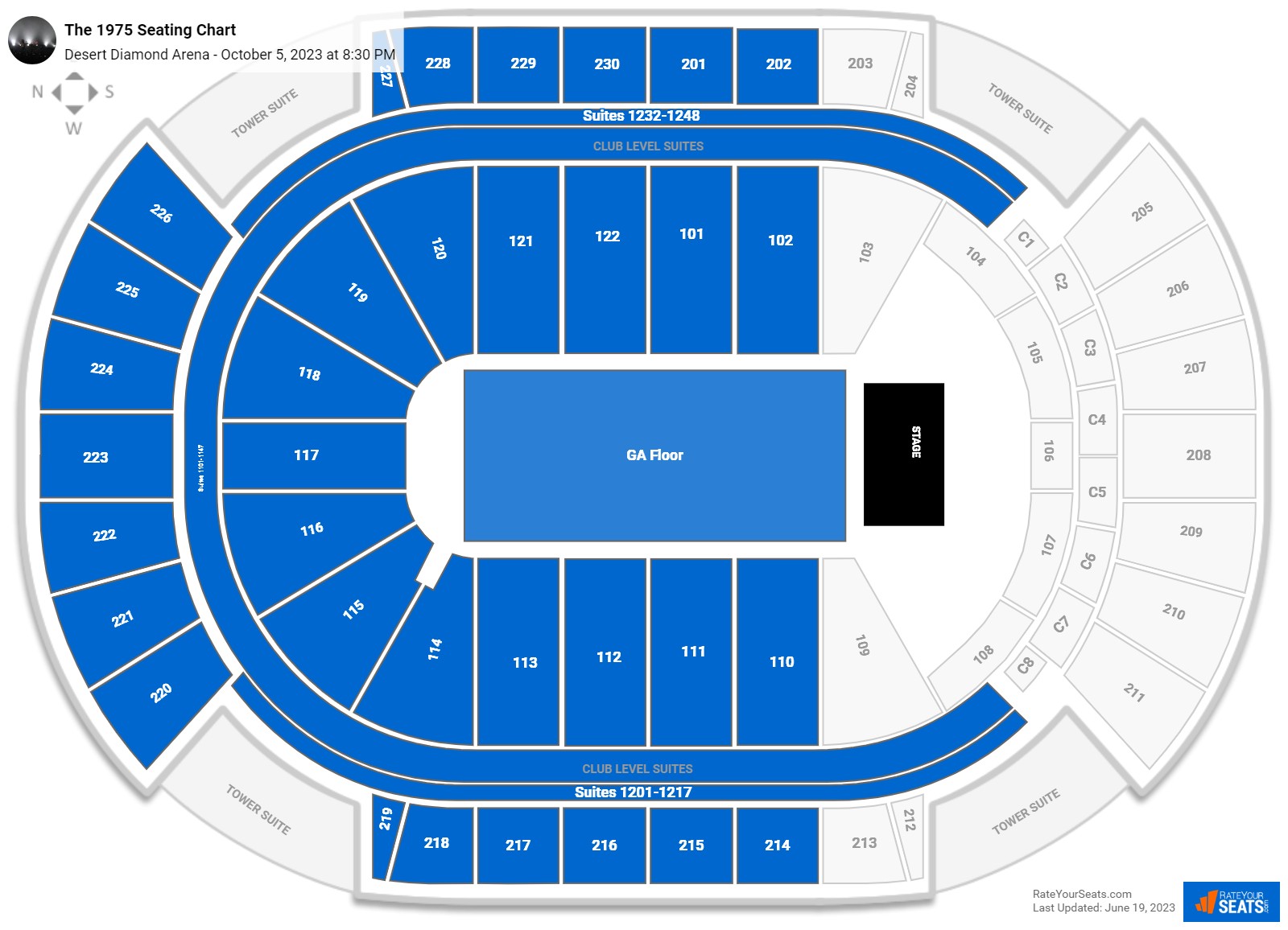 The 1975 seating chart Desert Diamond Arena