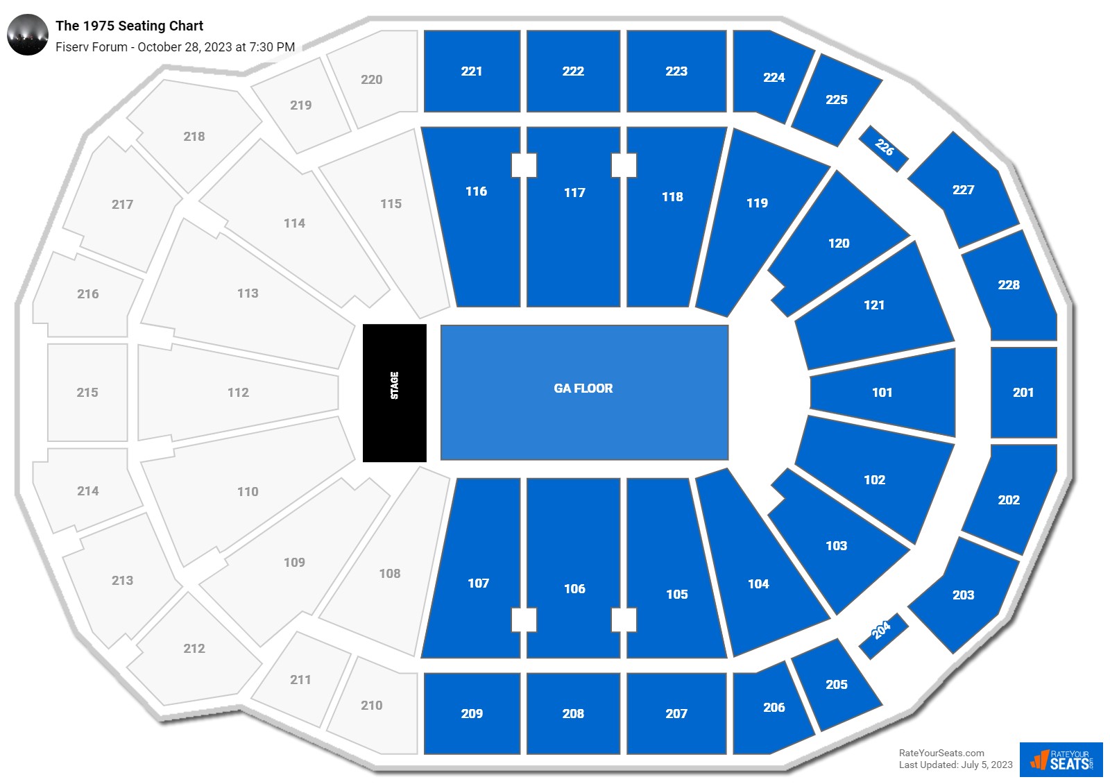 The 1975 seating chart Fiserv Forum