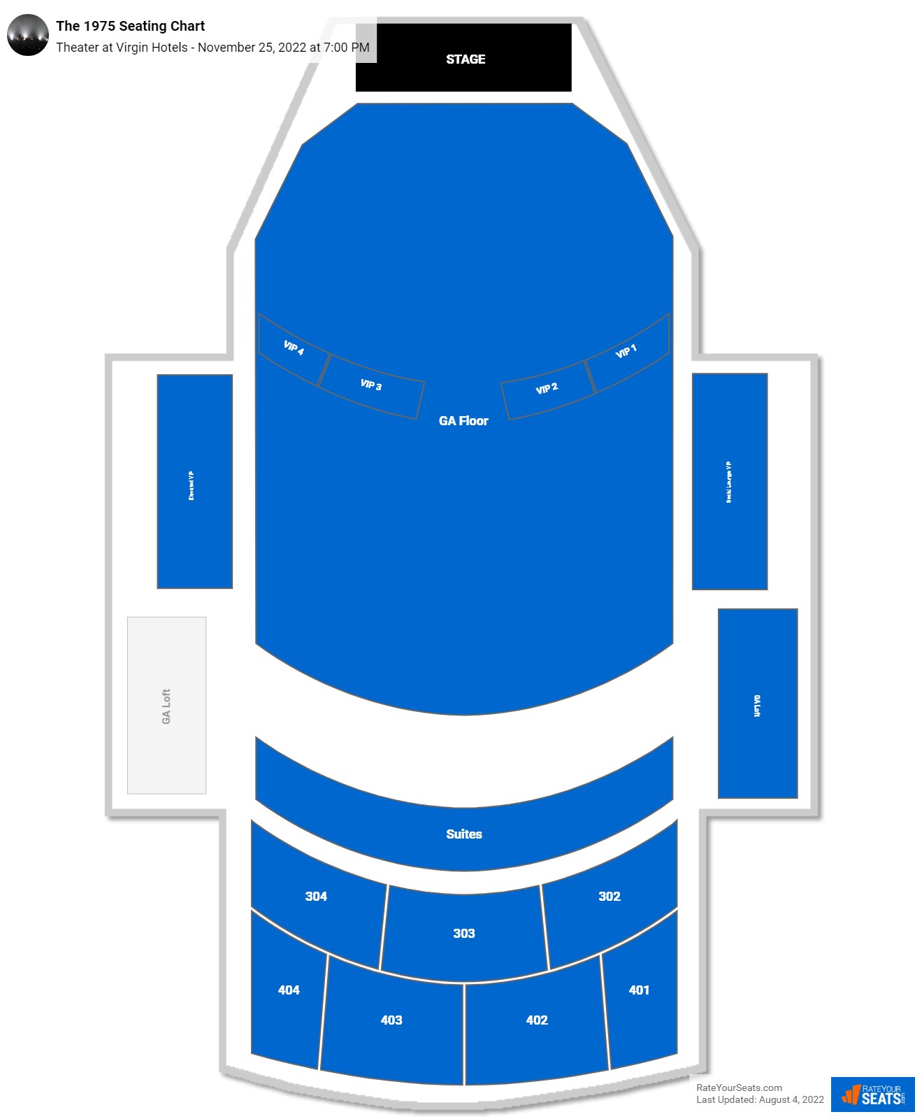 The 1975 seating chart Theater at Virgin Hotels