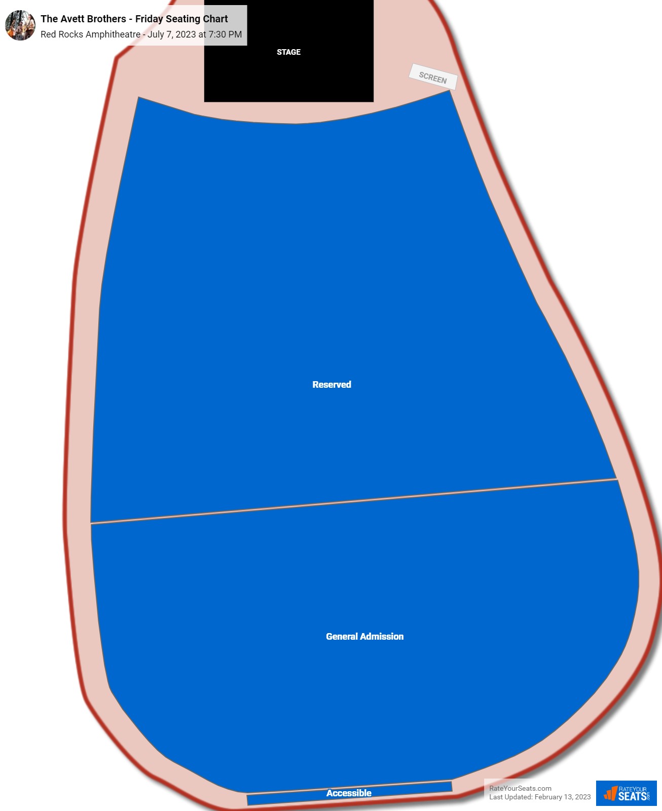 The Avett Brothers - Friday seating chart Red Rocks Amphitheatre