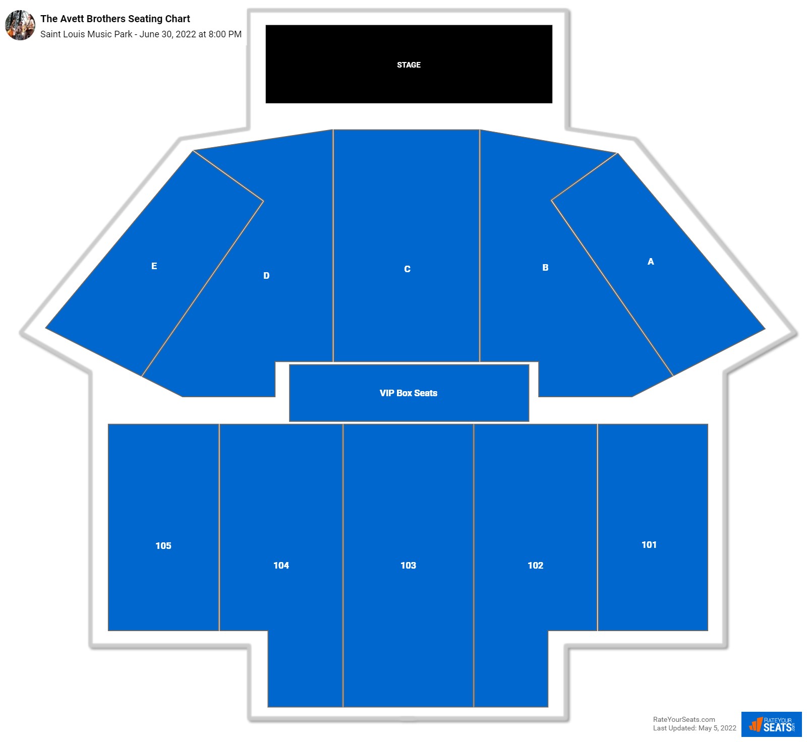 The Avett Brothers seating chart Saint Louis Music Park