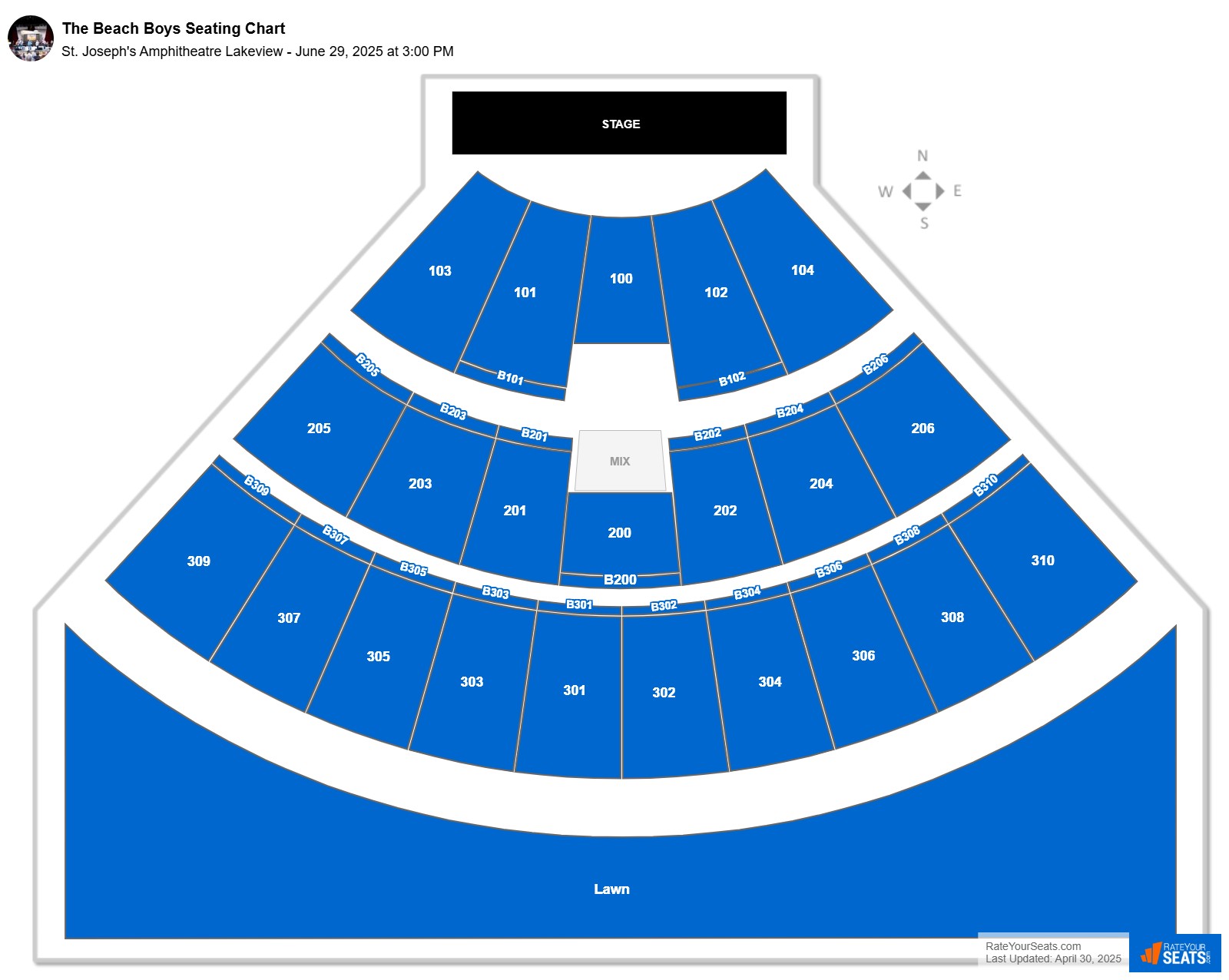 The Beach Boys seating chart St. Joseph