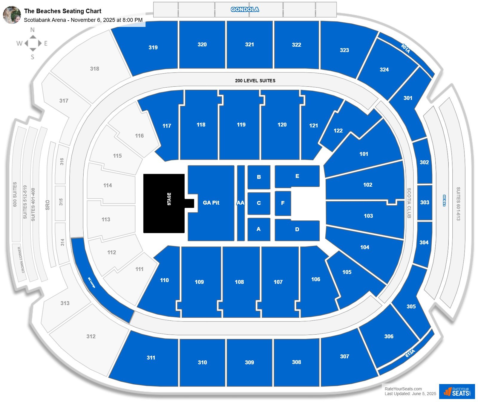 The Beaches seating chart Scotiabank Arena