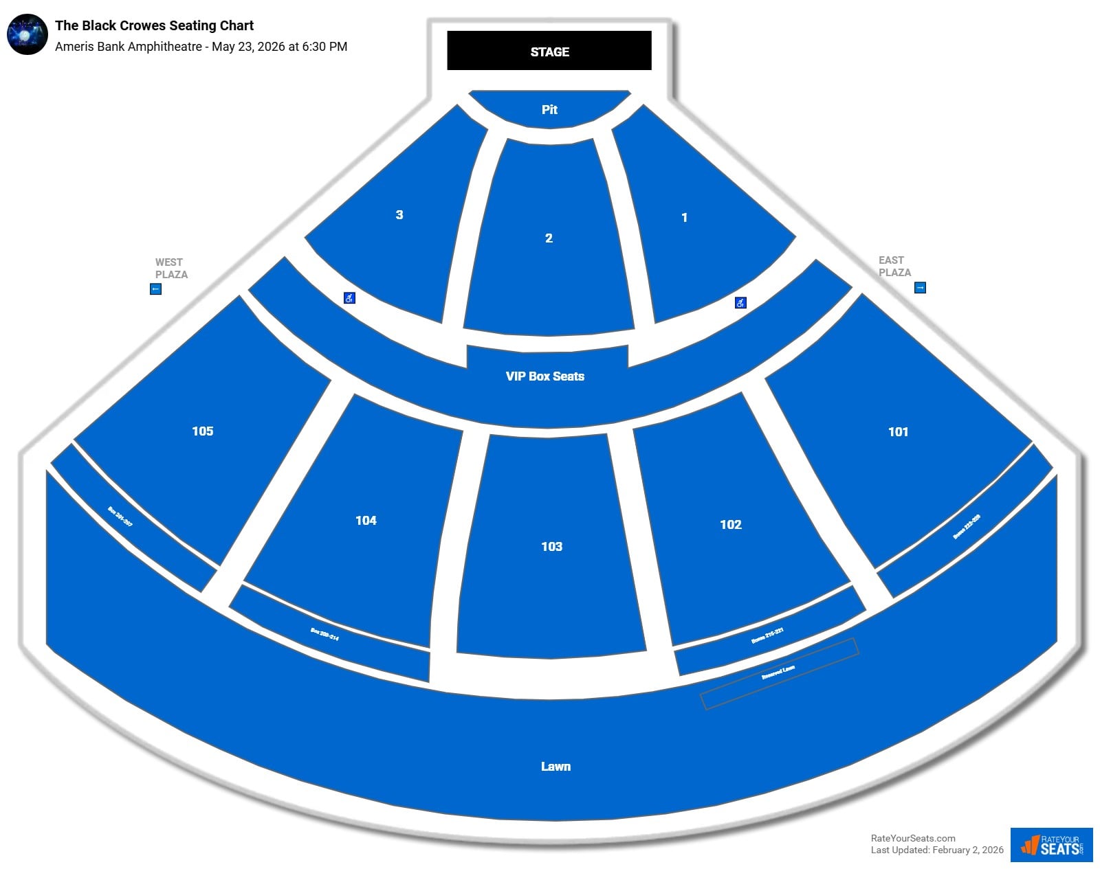 The Black Crowes seating chart Ameris Bank Amphitheatre