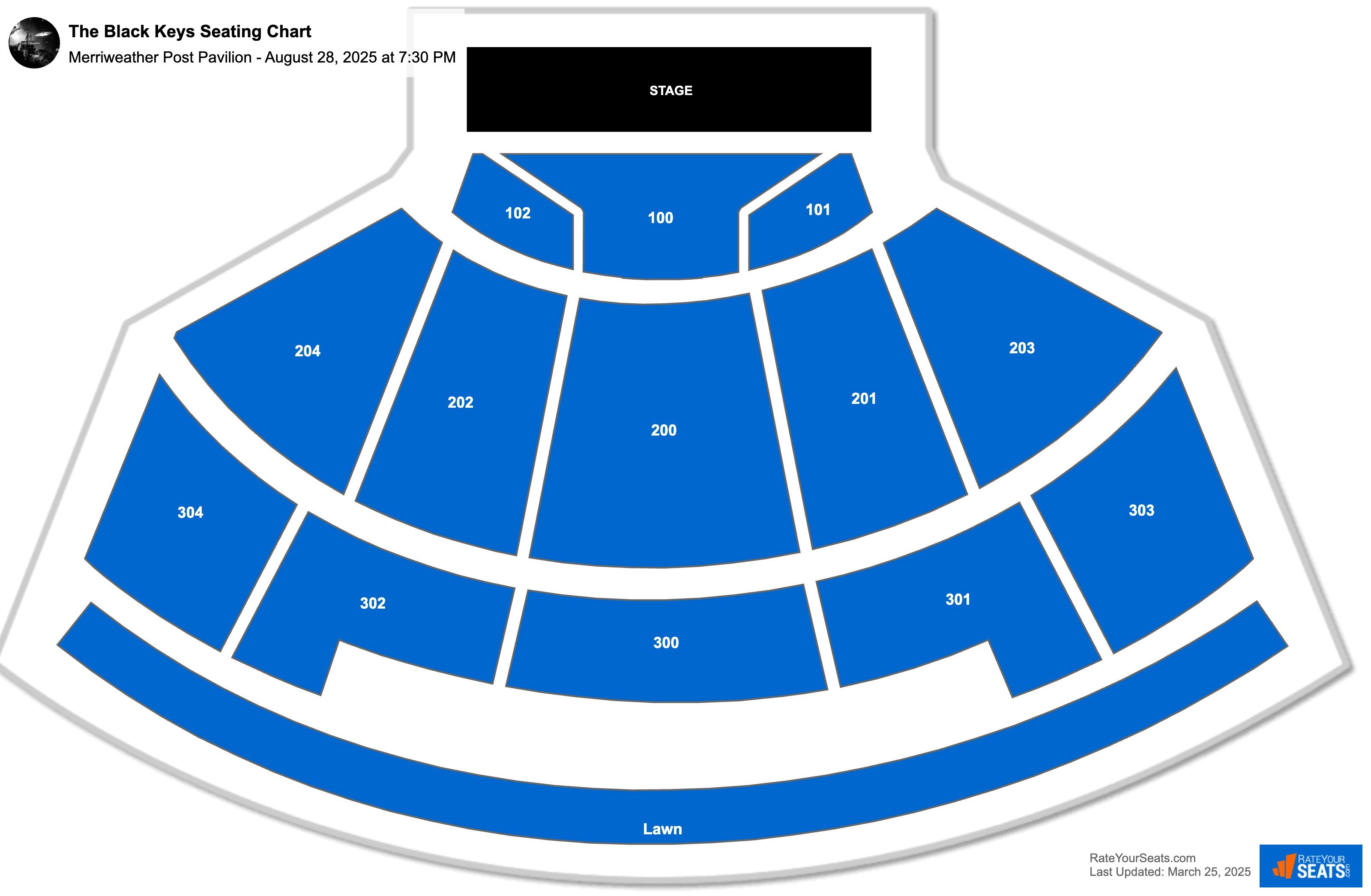 The Black Keys seating chart Merriweather Post Pavilion