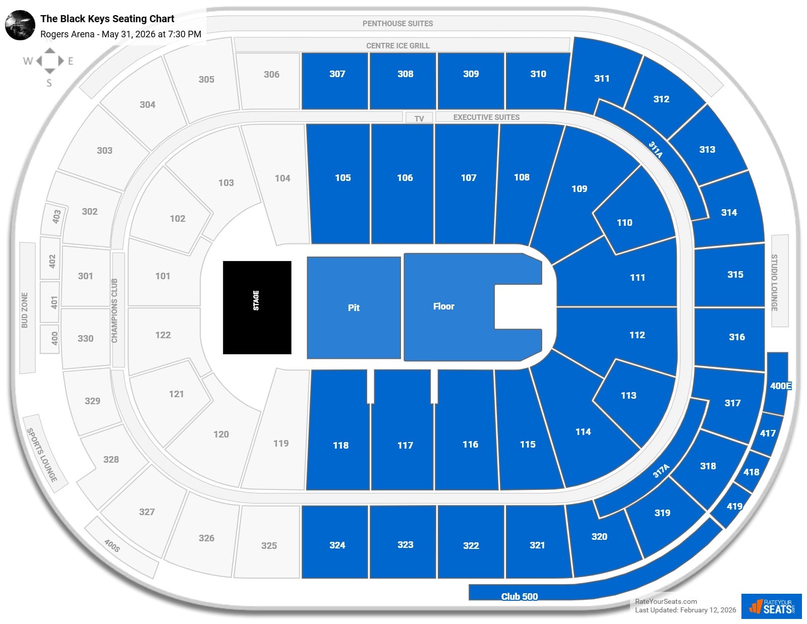 The Black Keys seating chart Rogers Arena