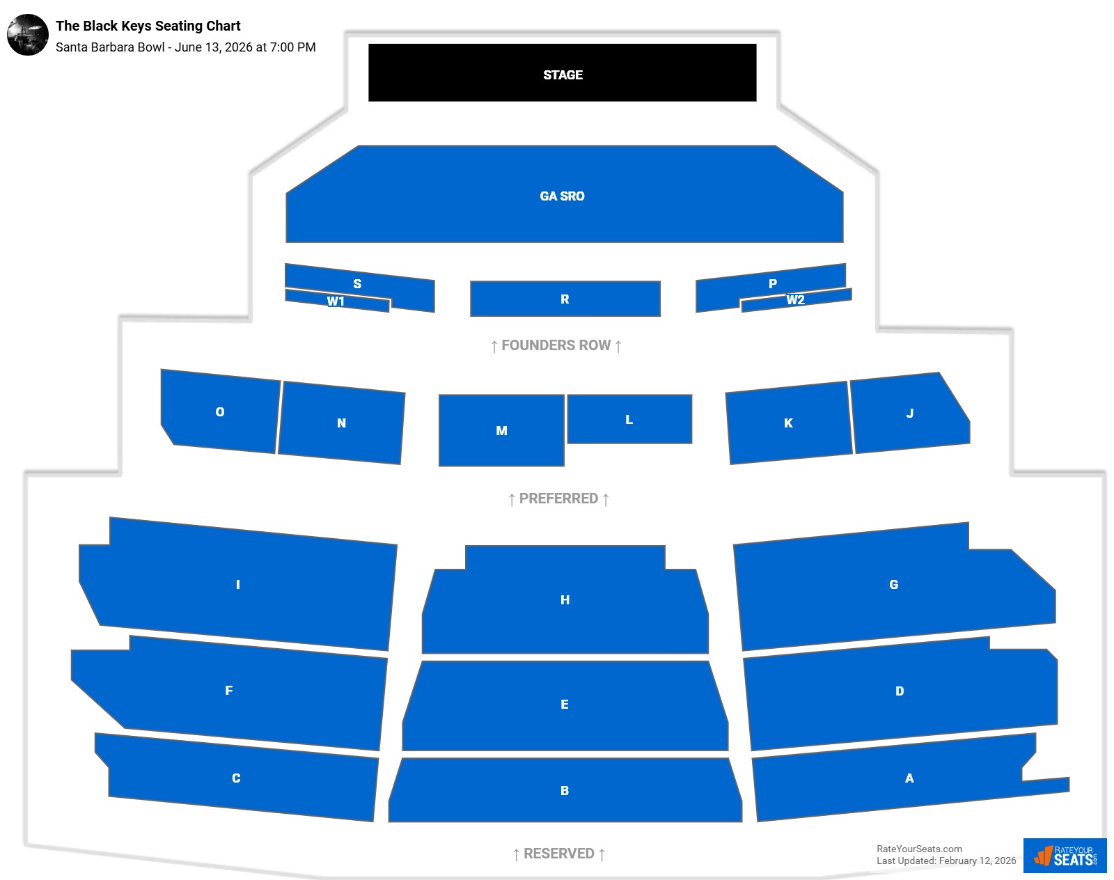 The Black Keys seating chart Santa Barbara Bowl