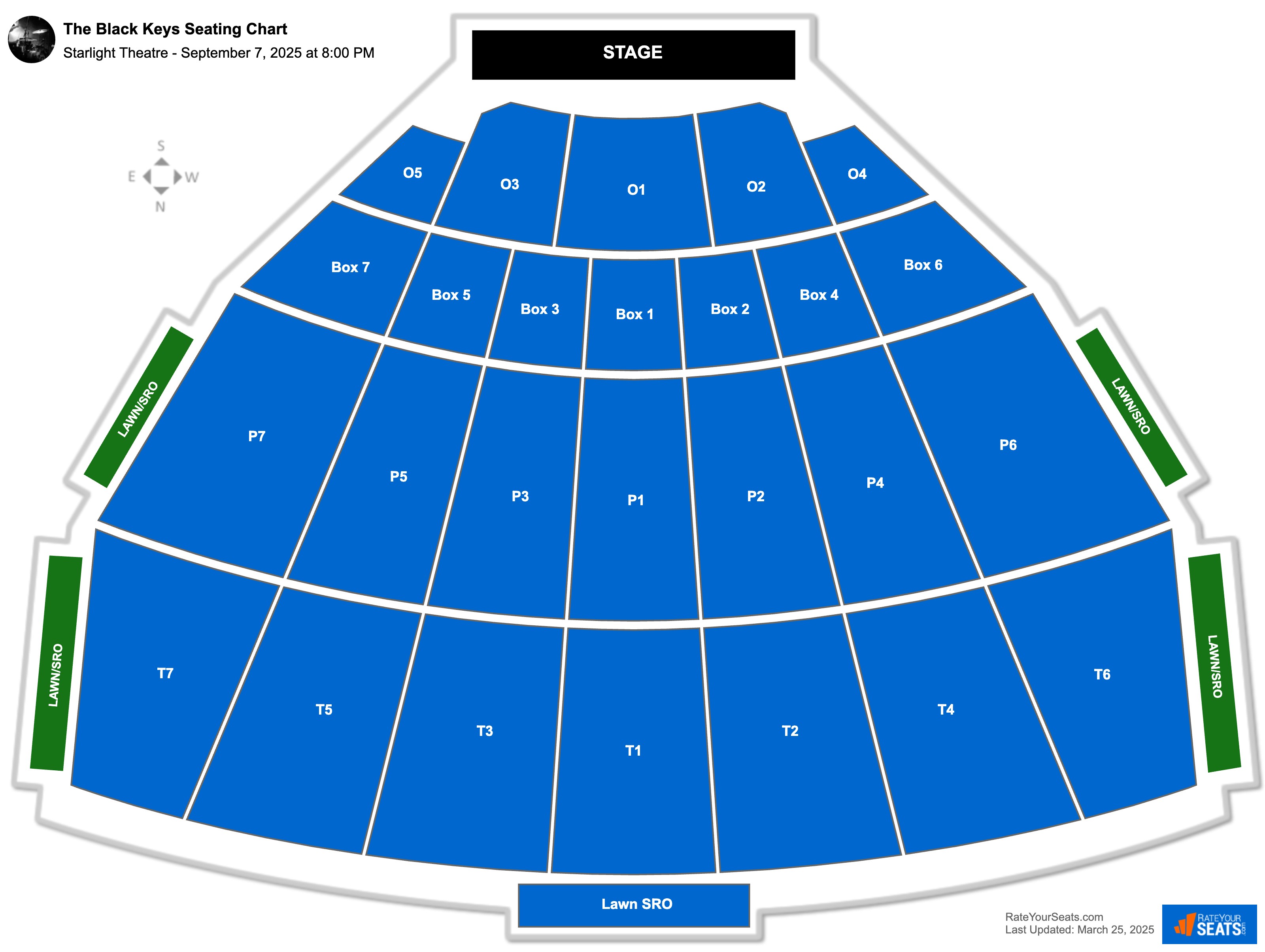 The Black Keys seating chart Starlight Theatre