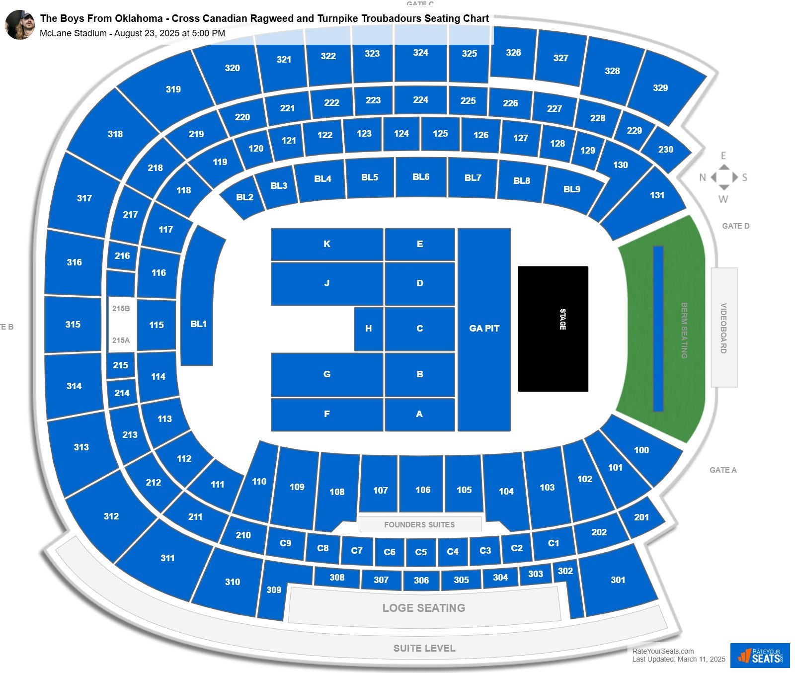 The Boys From Oklahoma - Cross Canadian Ragweed and Turnpike Troubadours seating chart McLane Stadium
