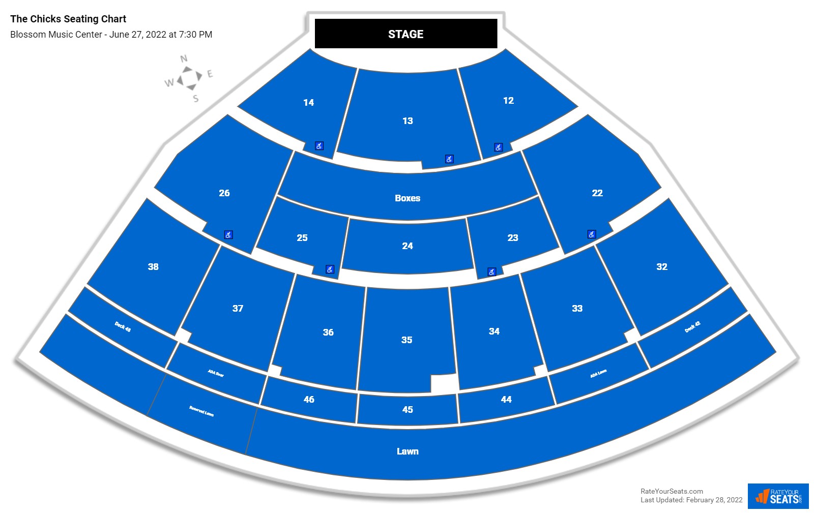 The Chicks seating chart Blossom Music Center