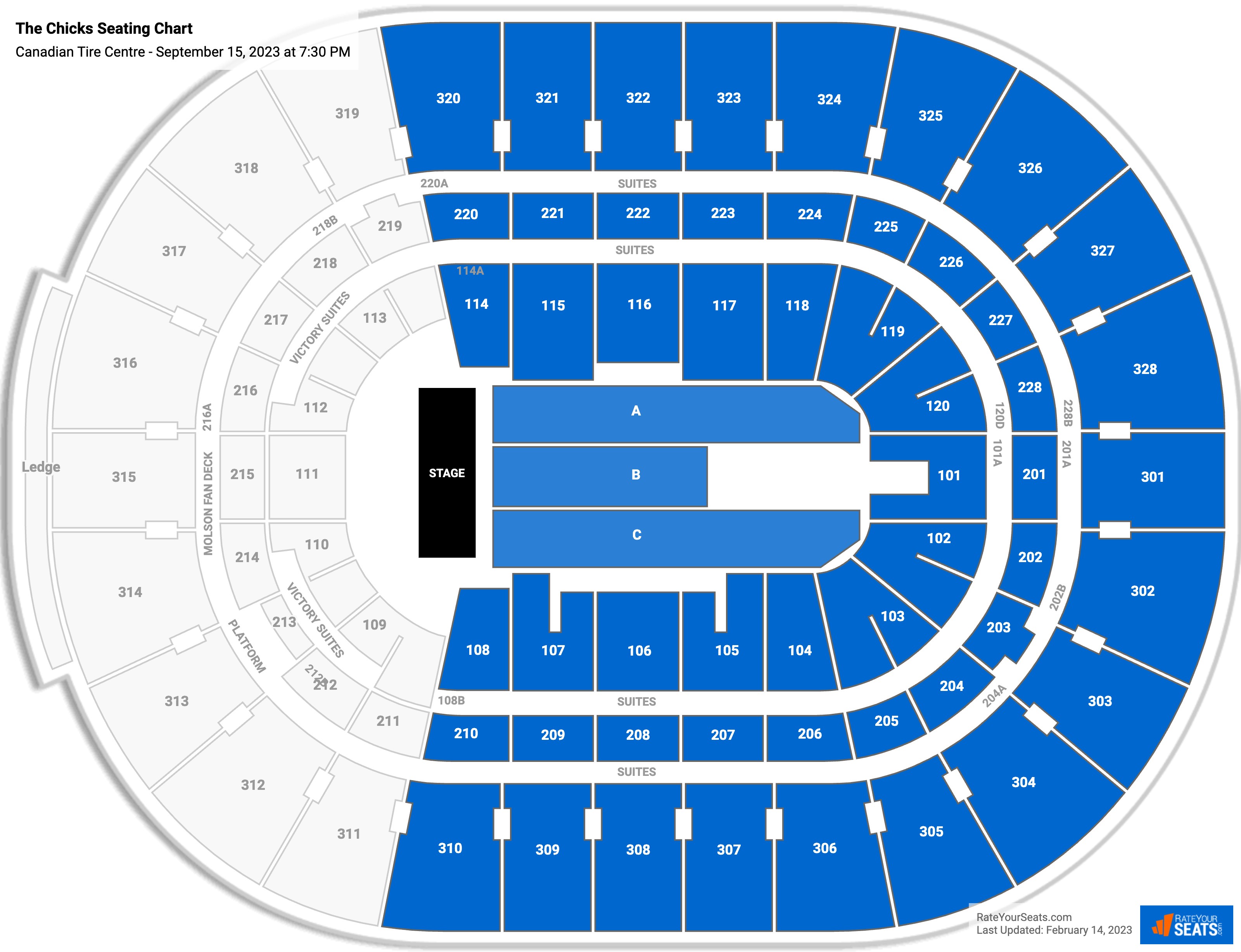 The Chicks seating chart Canadian Tire Centre