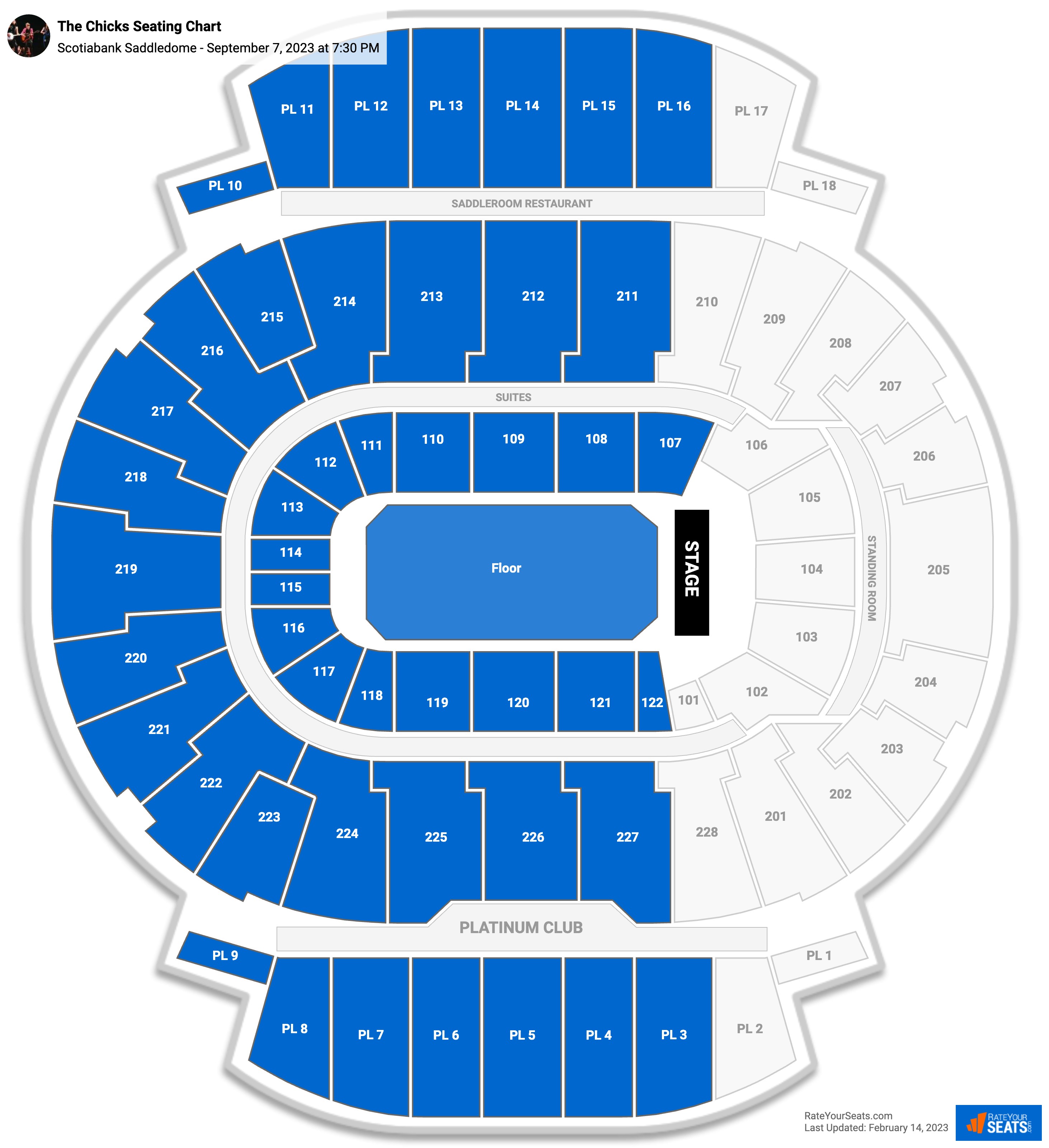 The Chicks seating chart Scotiabank Saddledome