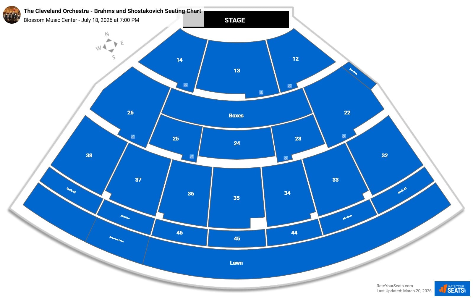 The Cleveland Orchestra - Brahms and Shostakovich seating chart Blossom Music Center