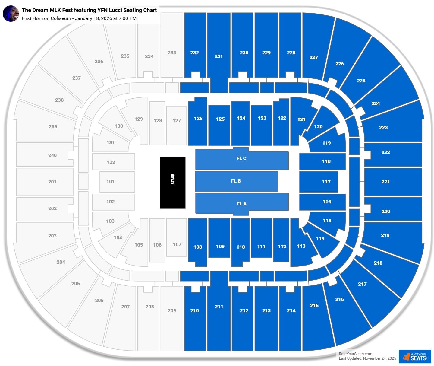 The Dream MLK Fest featuring YFN Lucci seating chart First Horizon Coliseum