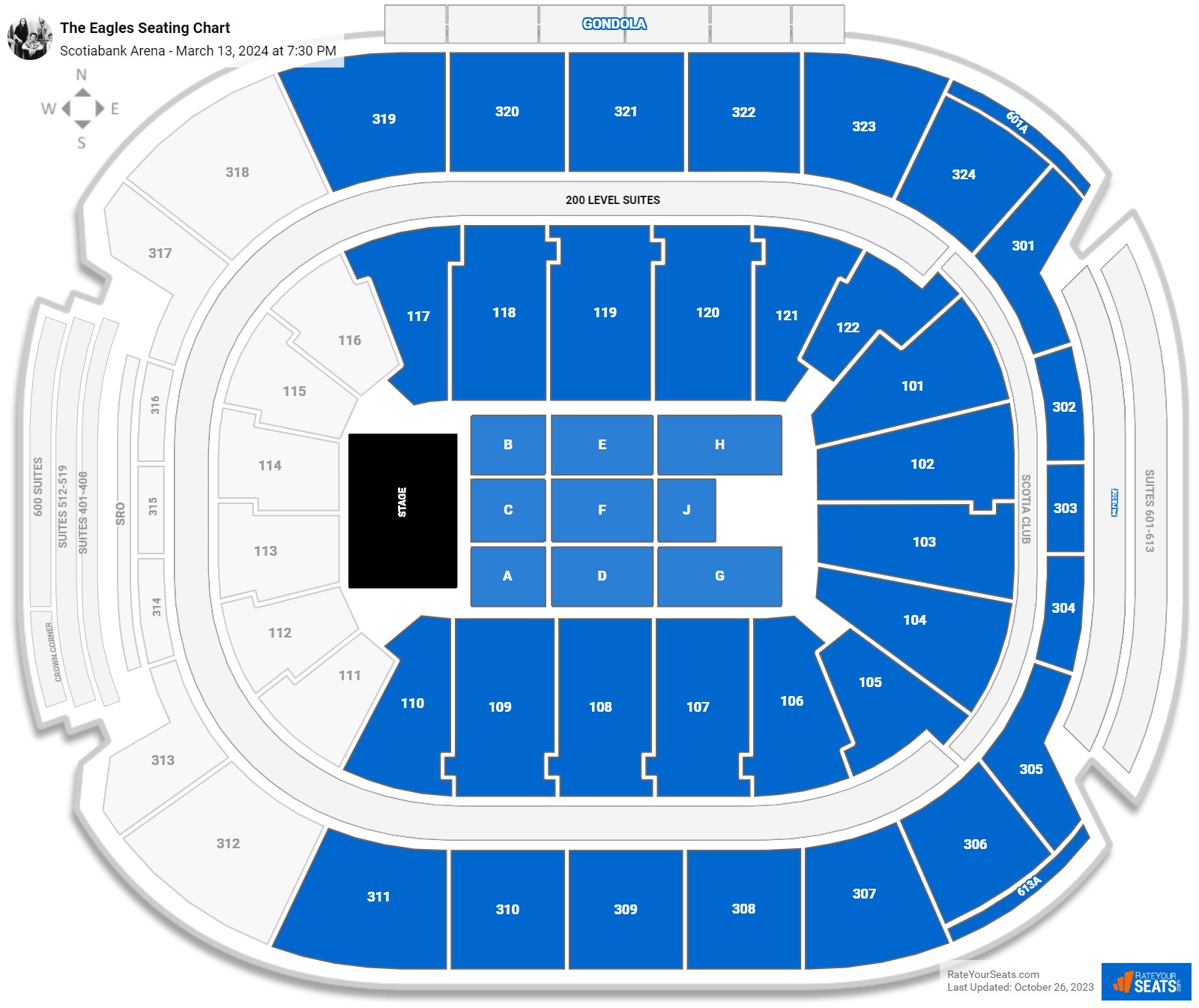 The Eagles seating chart Scotiabank Arena