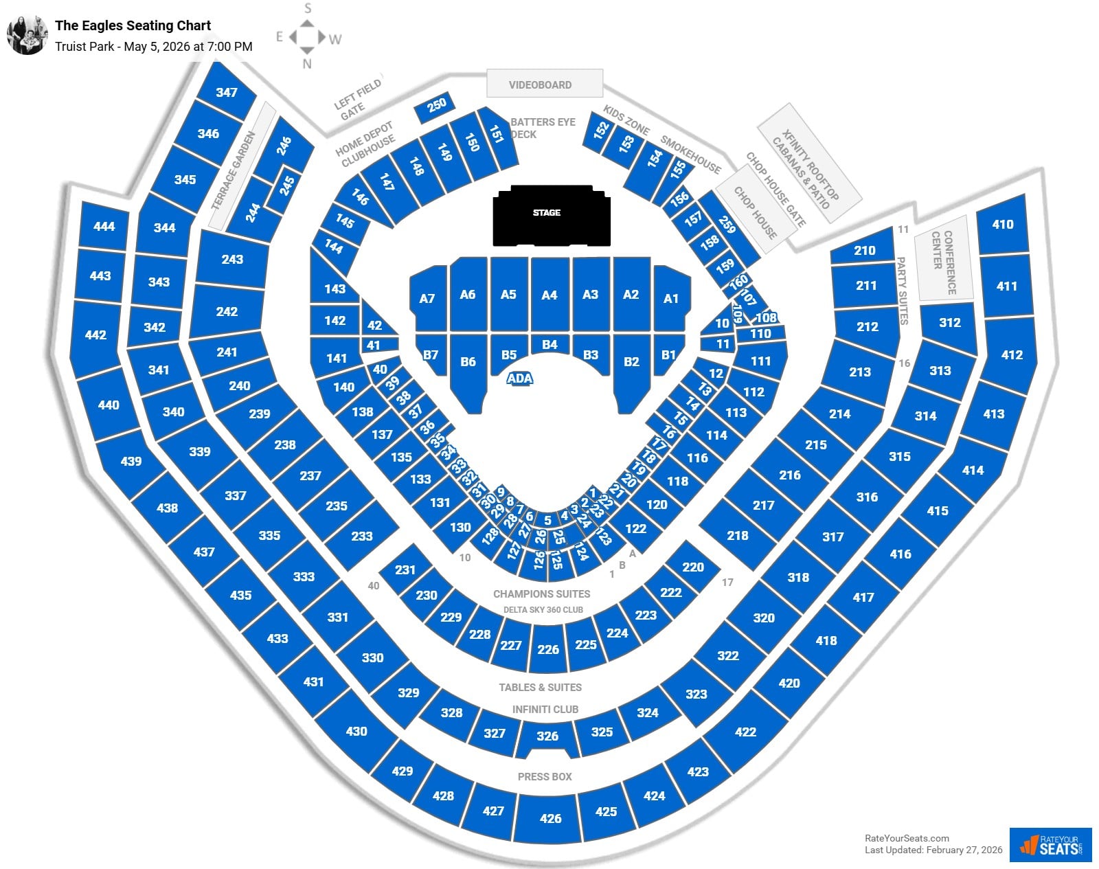 The Eagles seating chart Truist Park