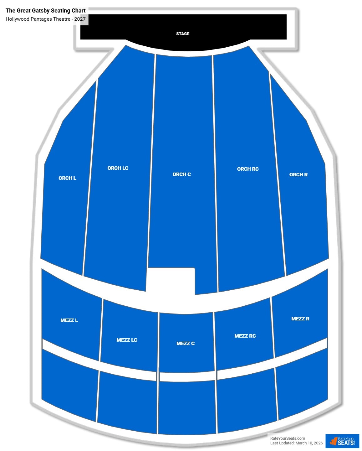 The Great Gatsby seating chart Hollywood Pantages Theatre