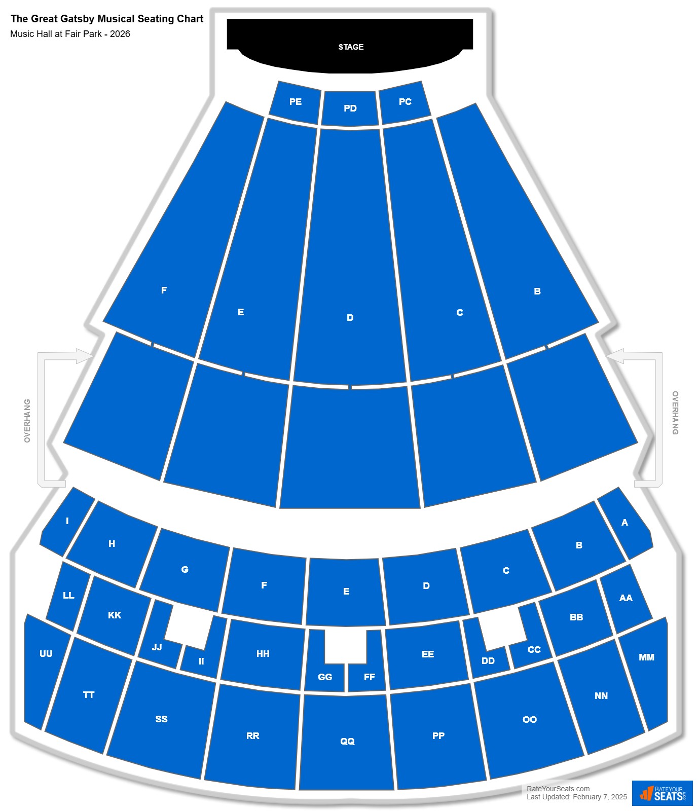 The Great Gatsby Musical seating chart Music Hall at Fair Park