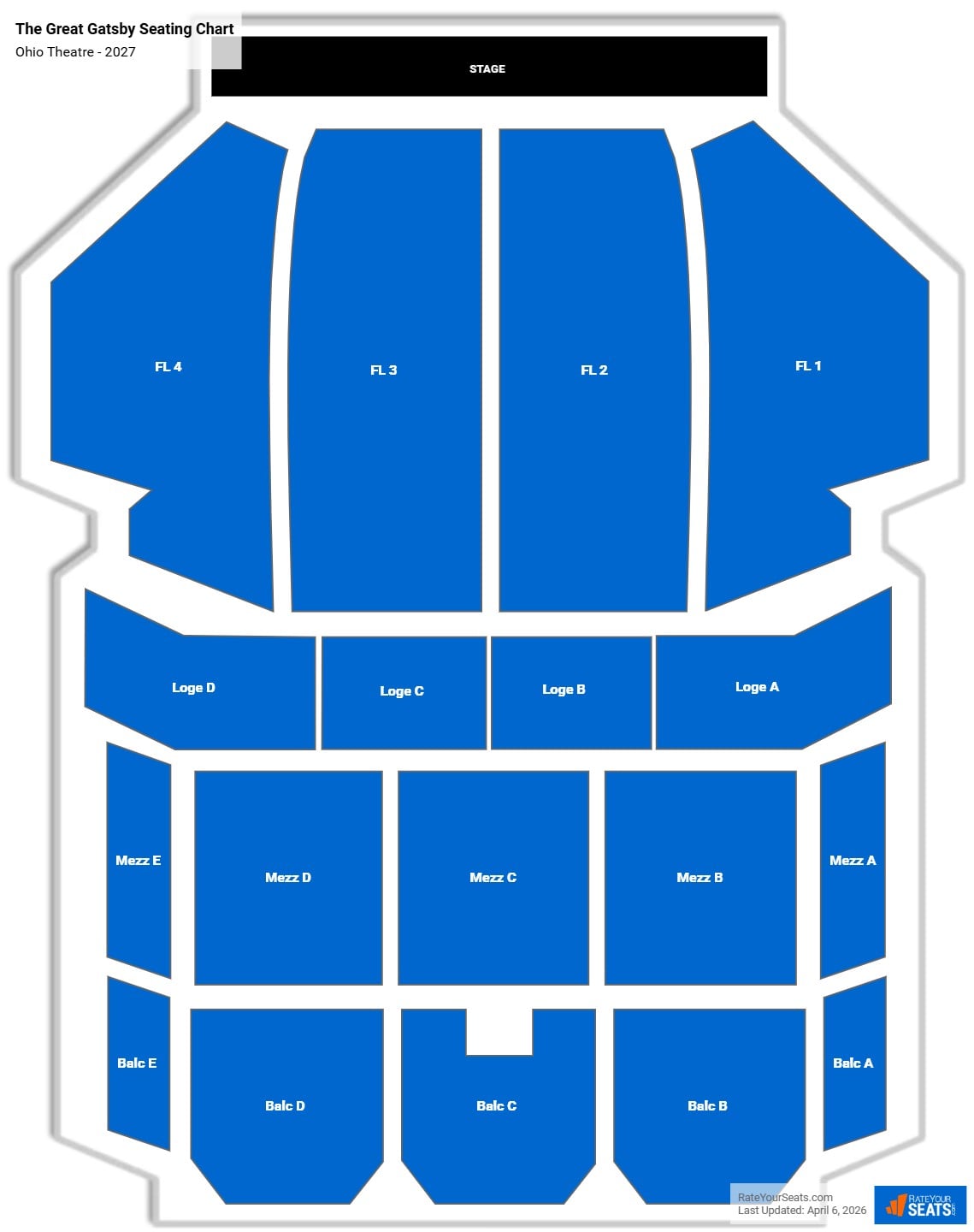 The Great Gatsby seating chart Ohio Theatre