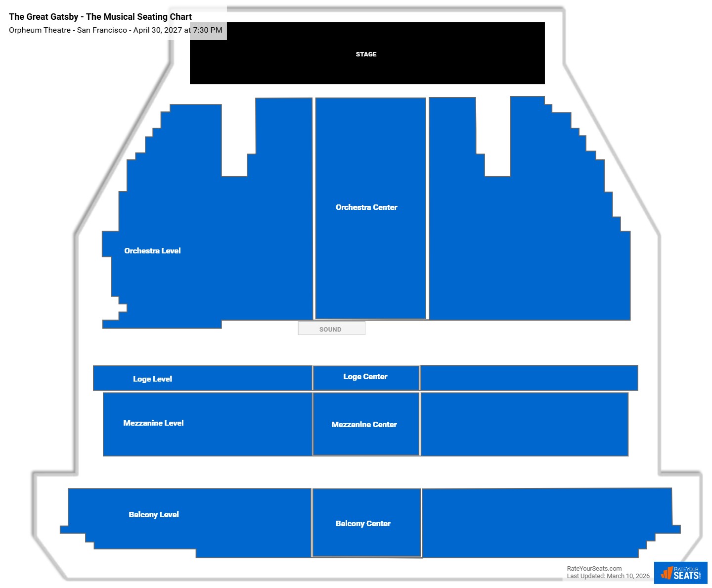The Great Gatsby - The Musical seating chart Orpheum Theatre - San Francisco