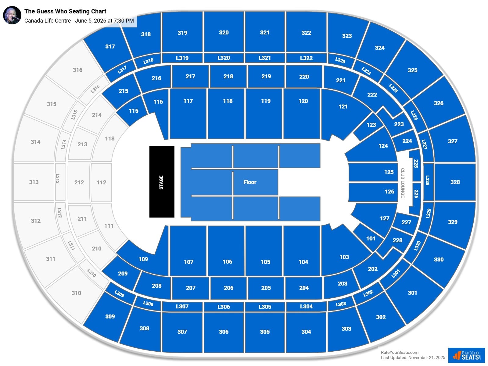 The Guess Who seating chart Canada Life Centre
