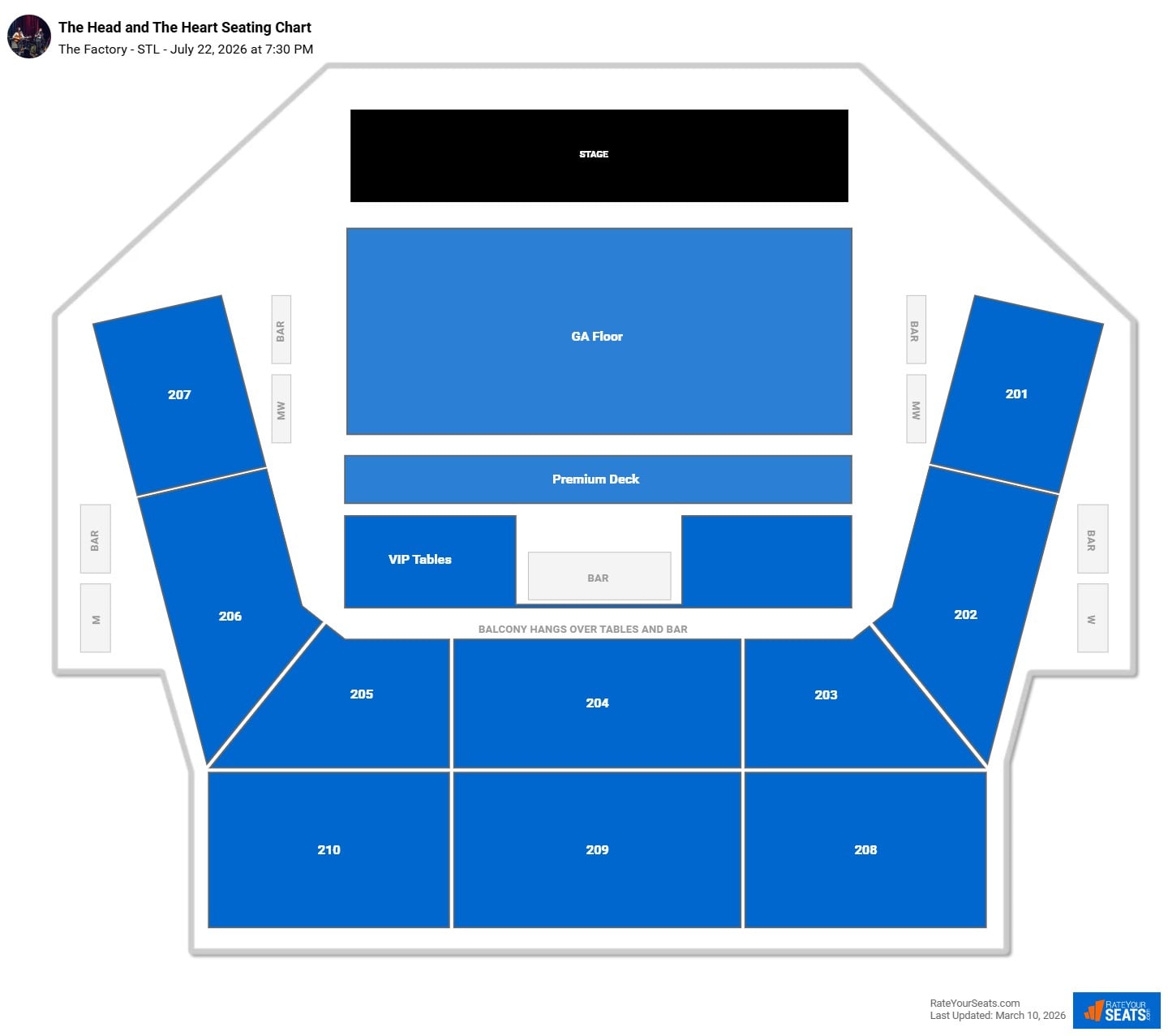 The Head and The Heart seating chart The Factory - STL