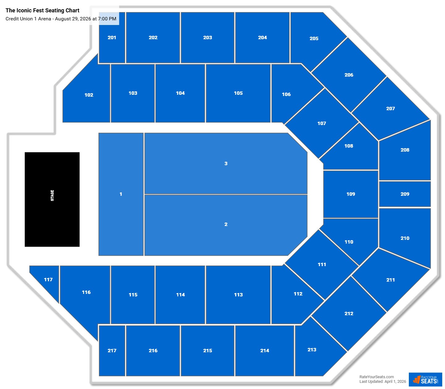 The Iconic Fest seating chart Credit Union 1 Arena