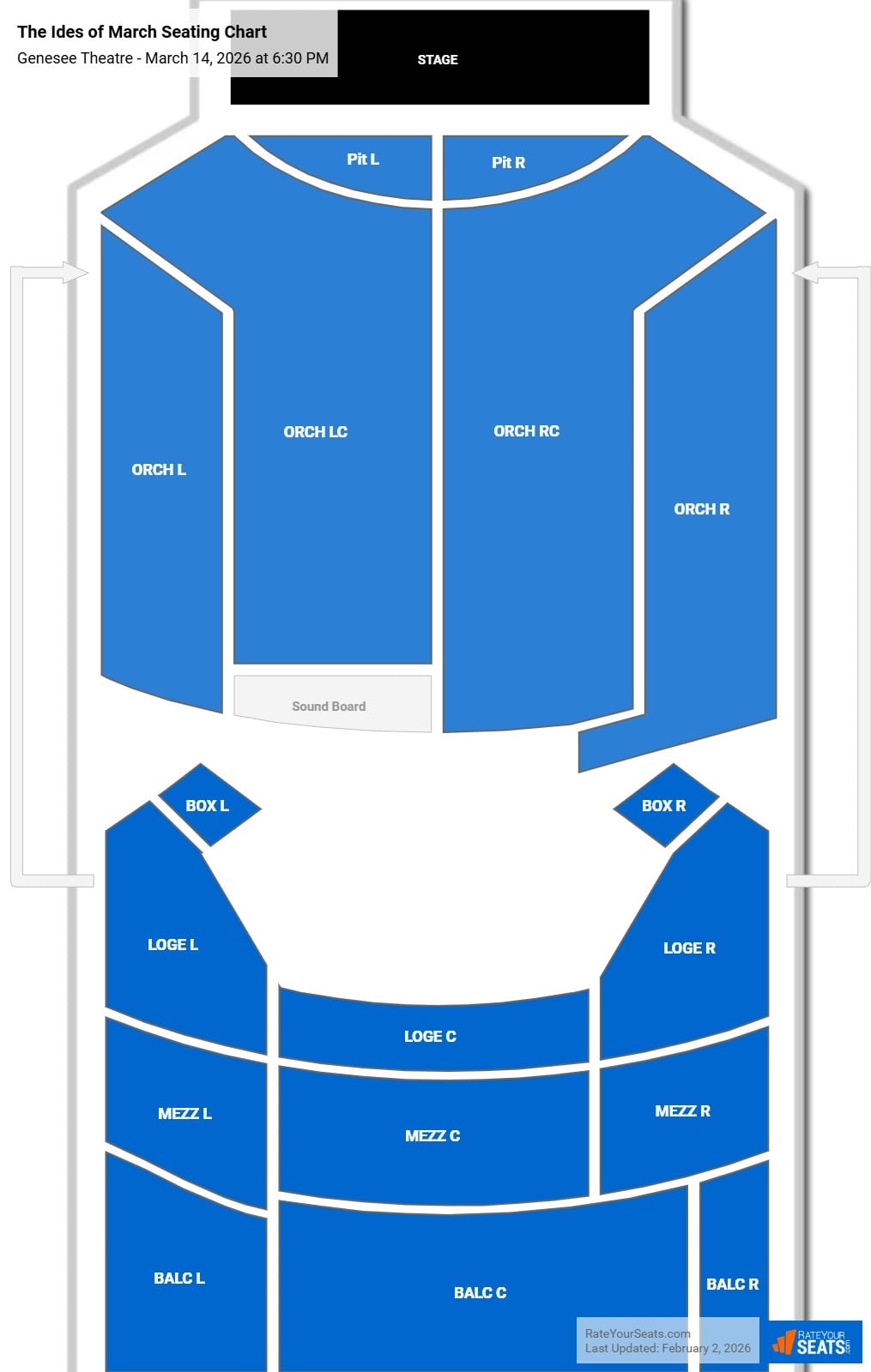 The Ides of March seating chart Genesee Theatre