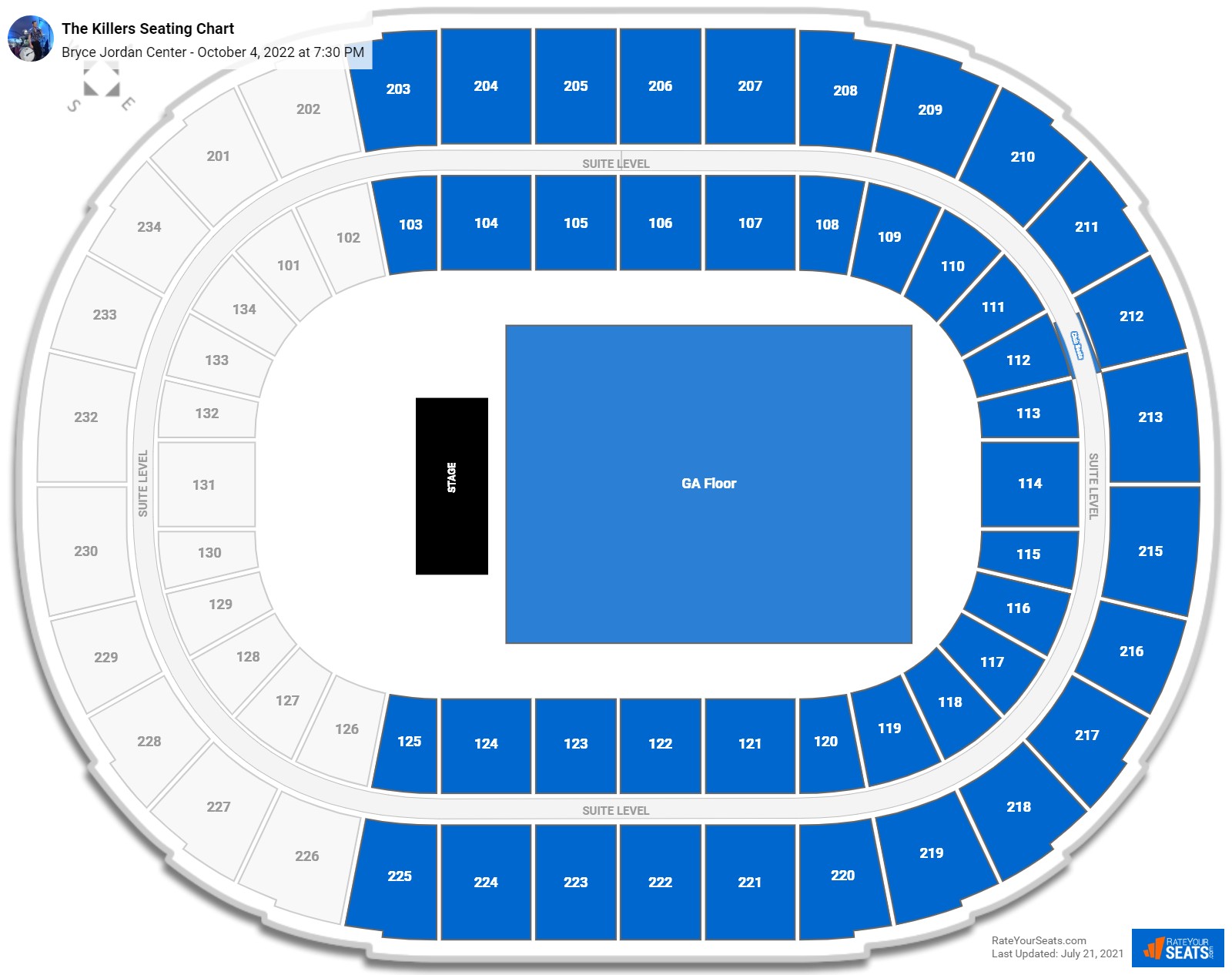 The Killers seating chart Bryce Jordan Center