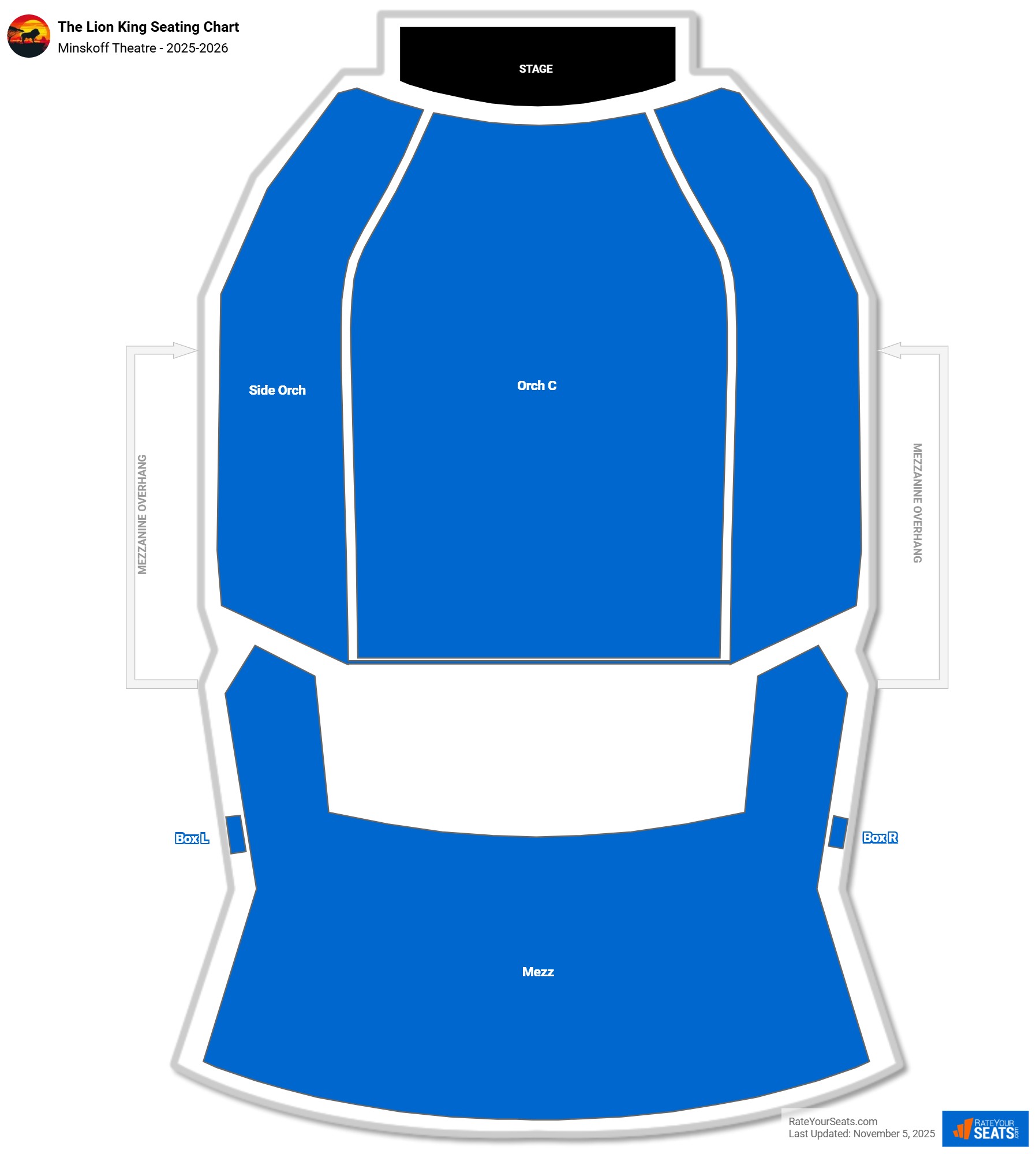 The Lion King seating chart Minskoff Theatre