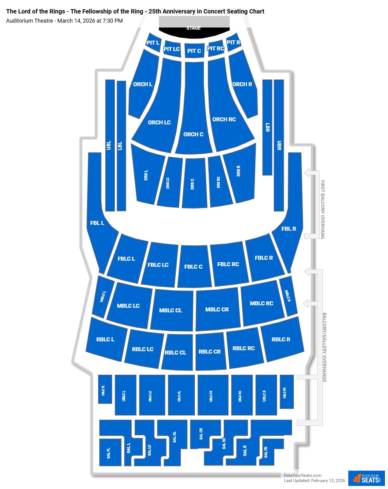 The Lord of the Rings - The Fellowship of the Ring - 25th Anniversary in Concert seating chart Auditorium Theatre