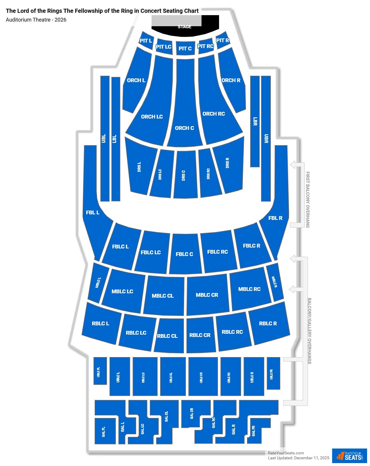 The Lord of the Rings The Fellowship of the Ring in Concert seating chart Auditorium Theatre