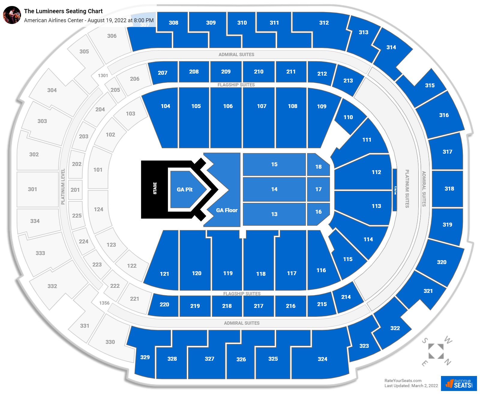 The Lumineers seating chart American Airlines Center
