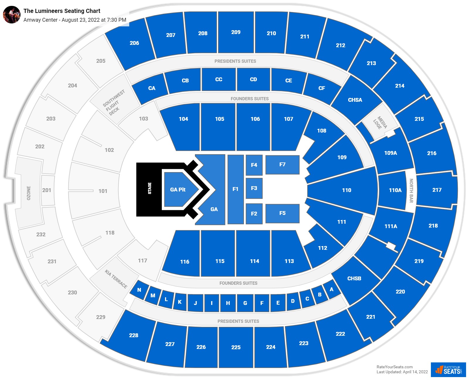 The Lumineers seating chart Amway Center
