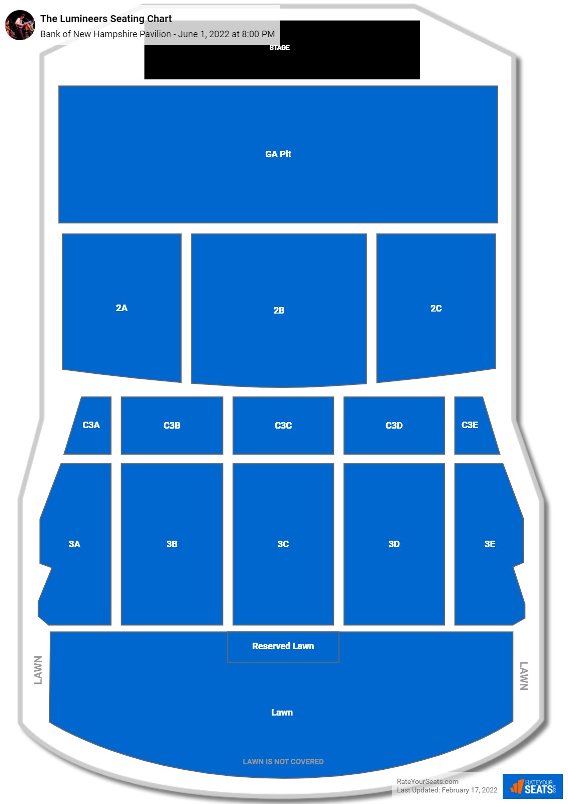 The Lumineers seating chart Bank of New Hampshire Pavilion