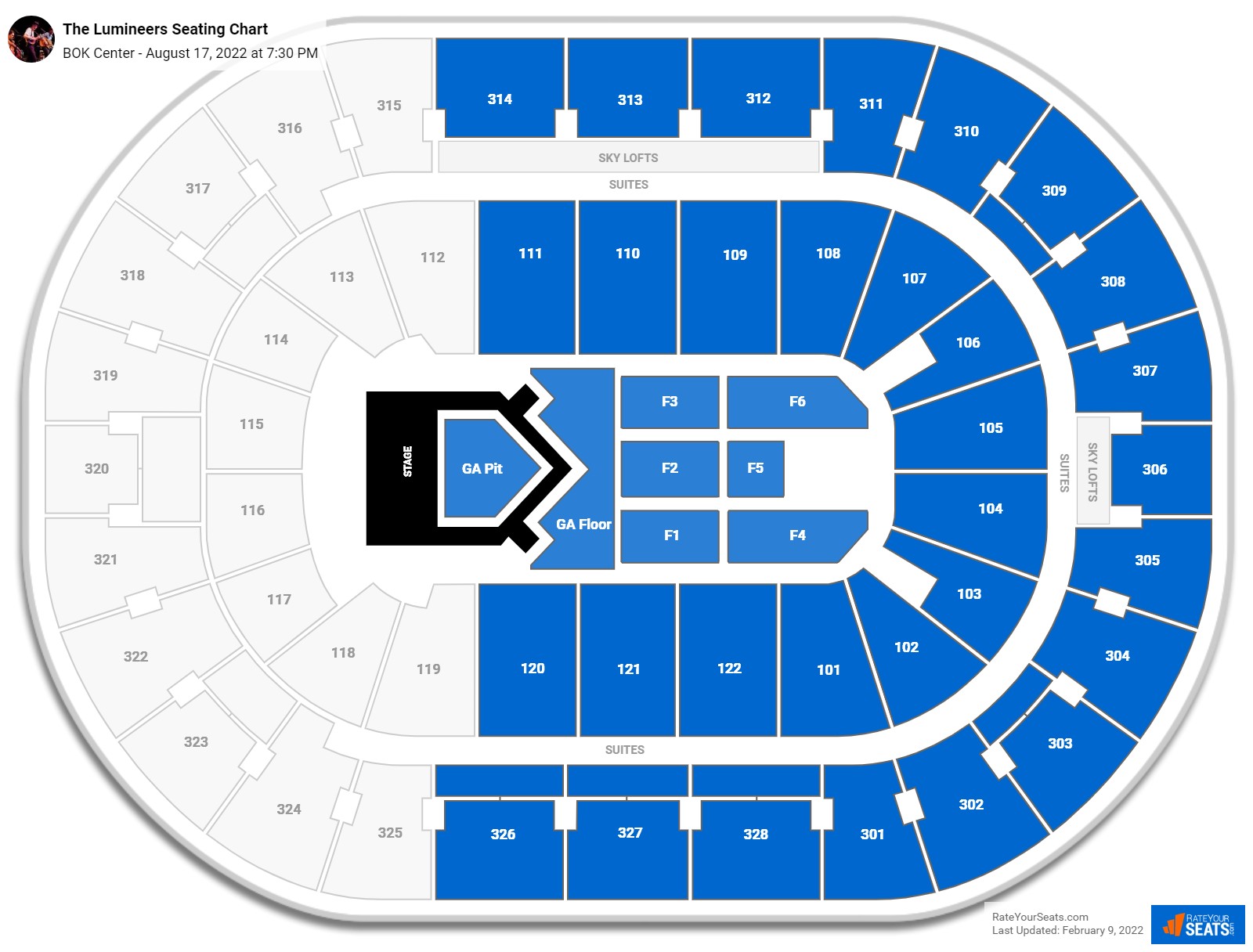 The Lumineers seating chart BOK Center