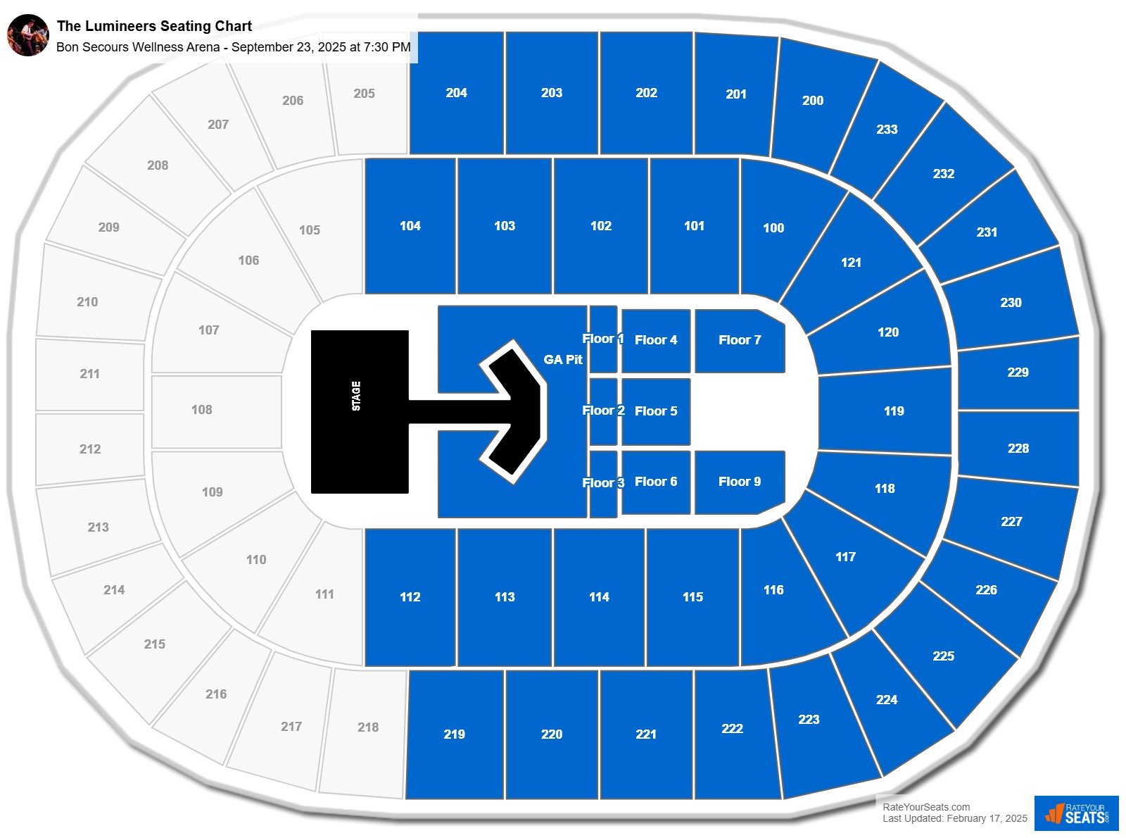 The Lumineers seating chart Bon Secours Wellness Arena
