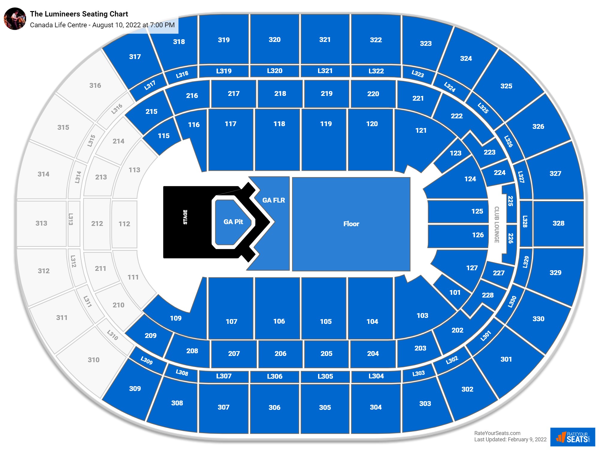 The Lumineers seating chart Canada Life Centre