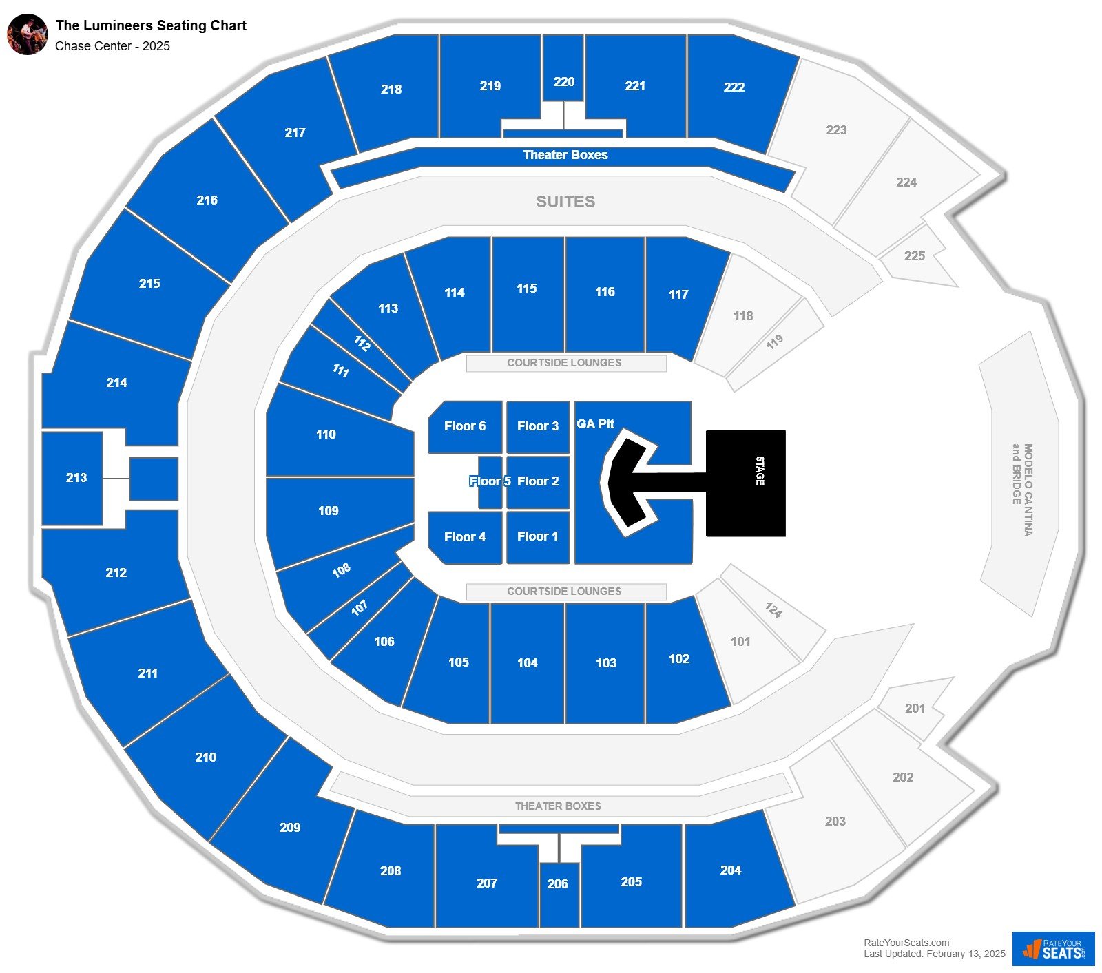 The Lumineers seating chart Chase Center