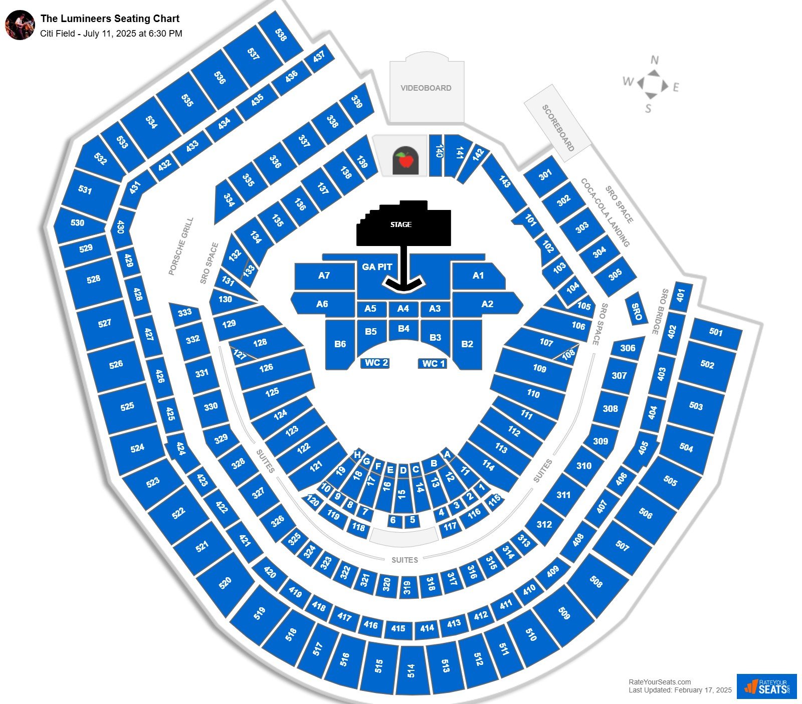 The Lumineers seating chart Citi Field