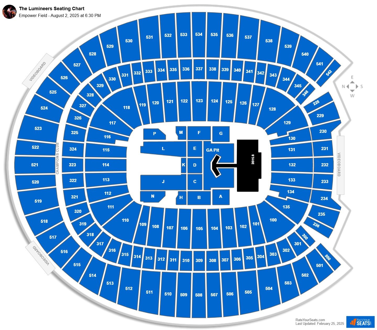 The Lumineers seating chart Empower Field (at Mile High)