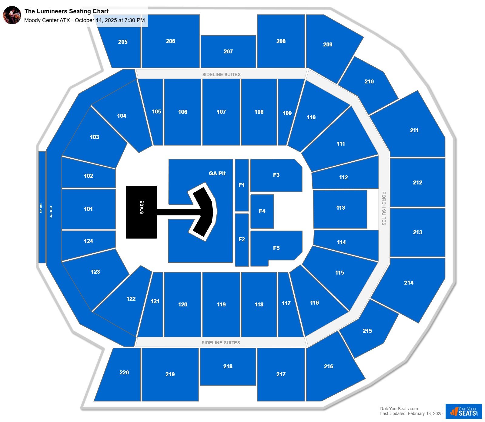 The Lumineers seating chart Moody Center ATX