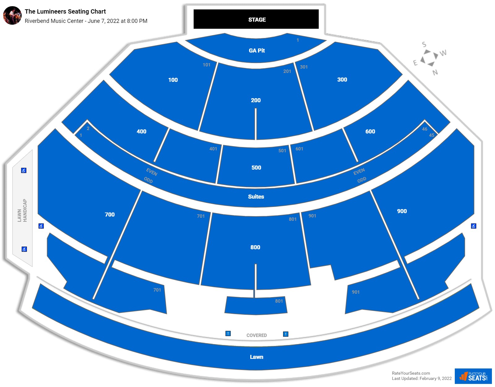 The Lumineers seating chart Riverbend Music Center