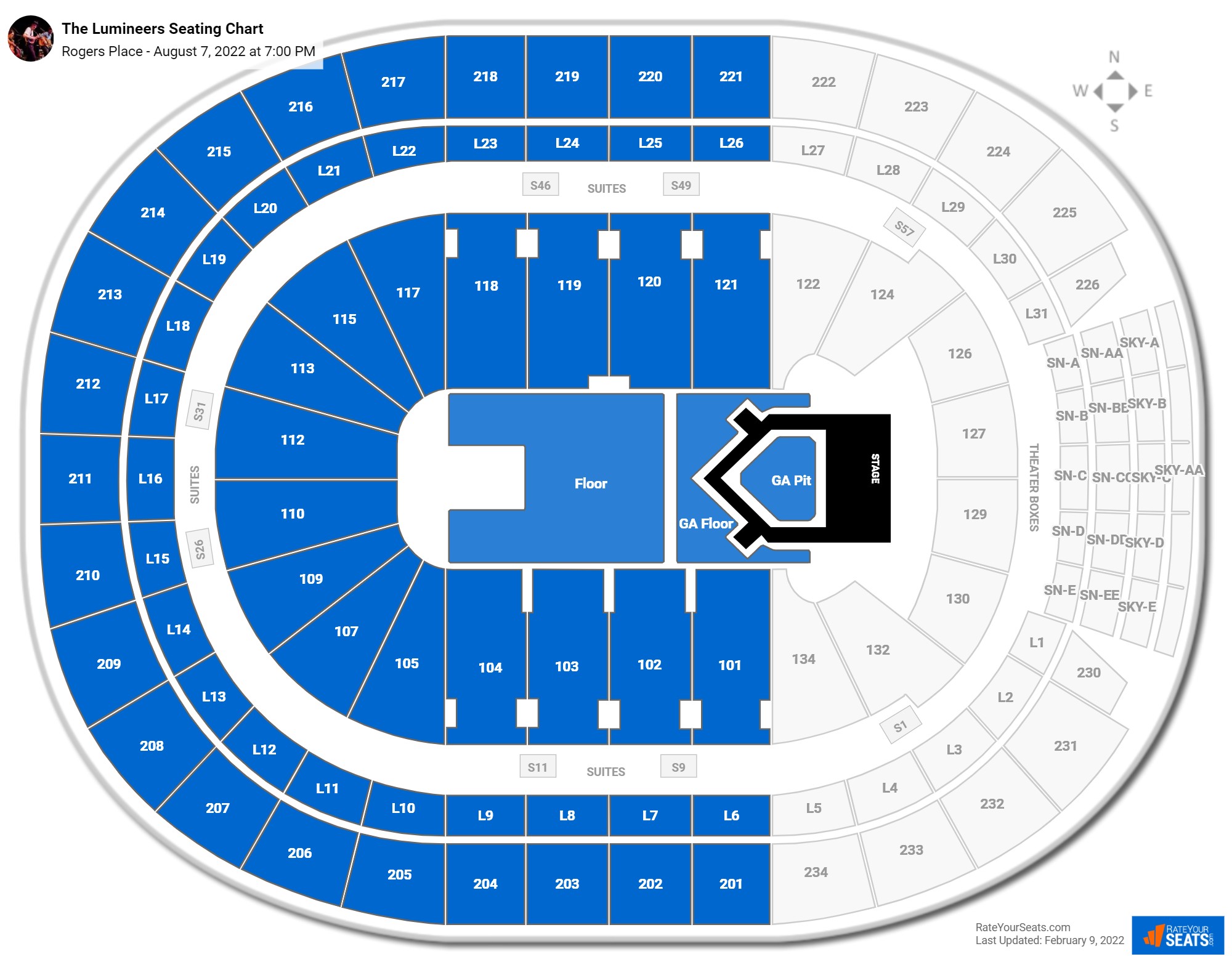 The Lumineers seating chart Rogers Place
